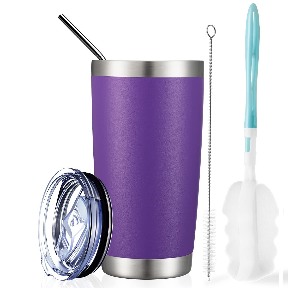 Comooo 20Oz Double Wall Vacuum Insulated Travel Mug, Stainless Steel Tumbler With Lid And Straw For Women Durable Powder Coated