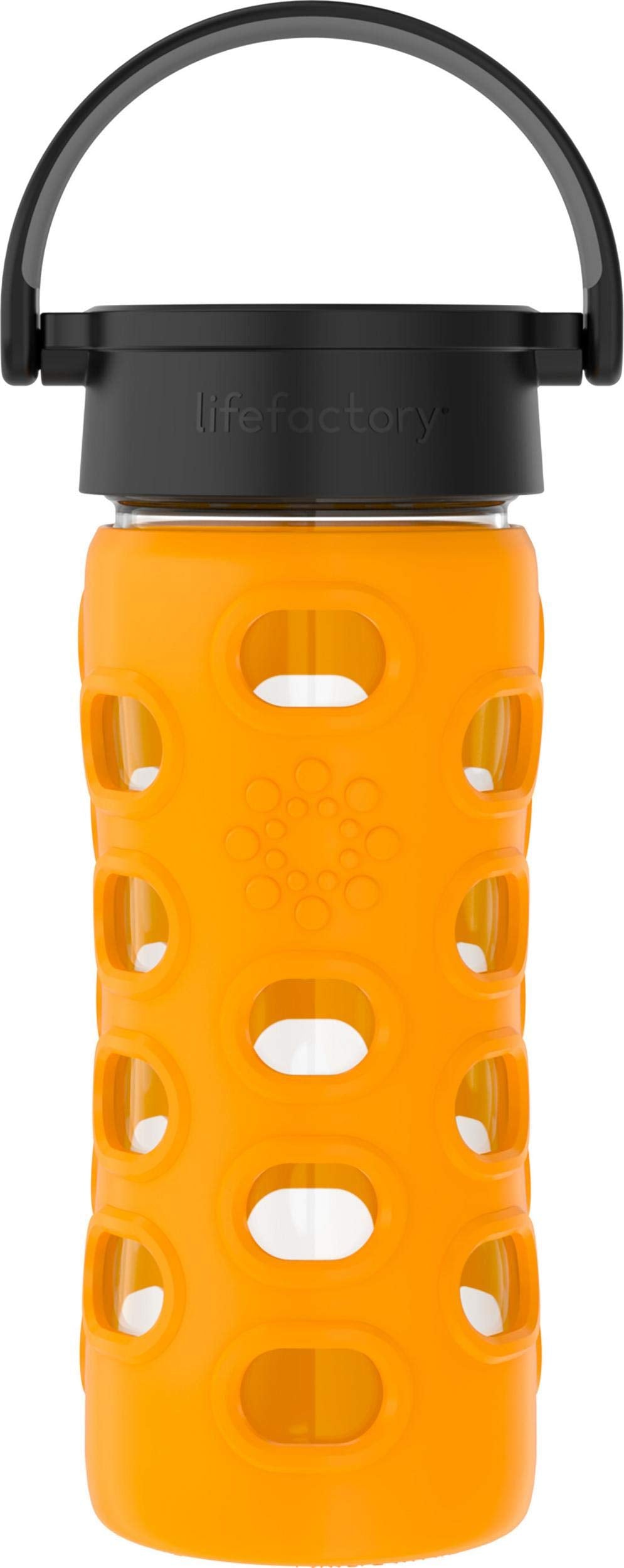 Lifefactory 12-Ounce Bpa-Free Glass Water Bottle With Classic Cap And Protective Silicone Sleeve, Marigold