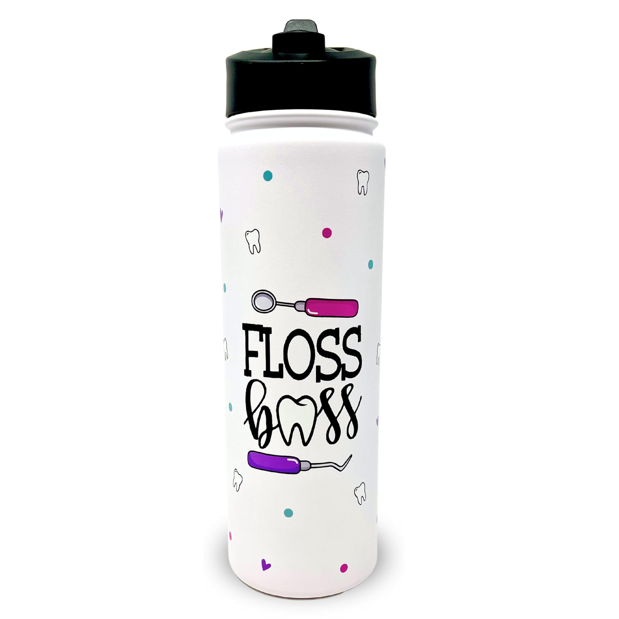 Brooke & Jess Designs Floss Boss 24 Oz Insulated Water Bottle Dental Assistant Hygienist Appreciation Gifts For Dentists, Women