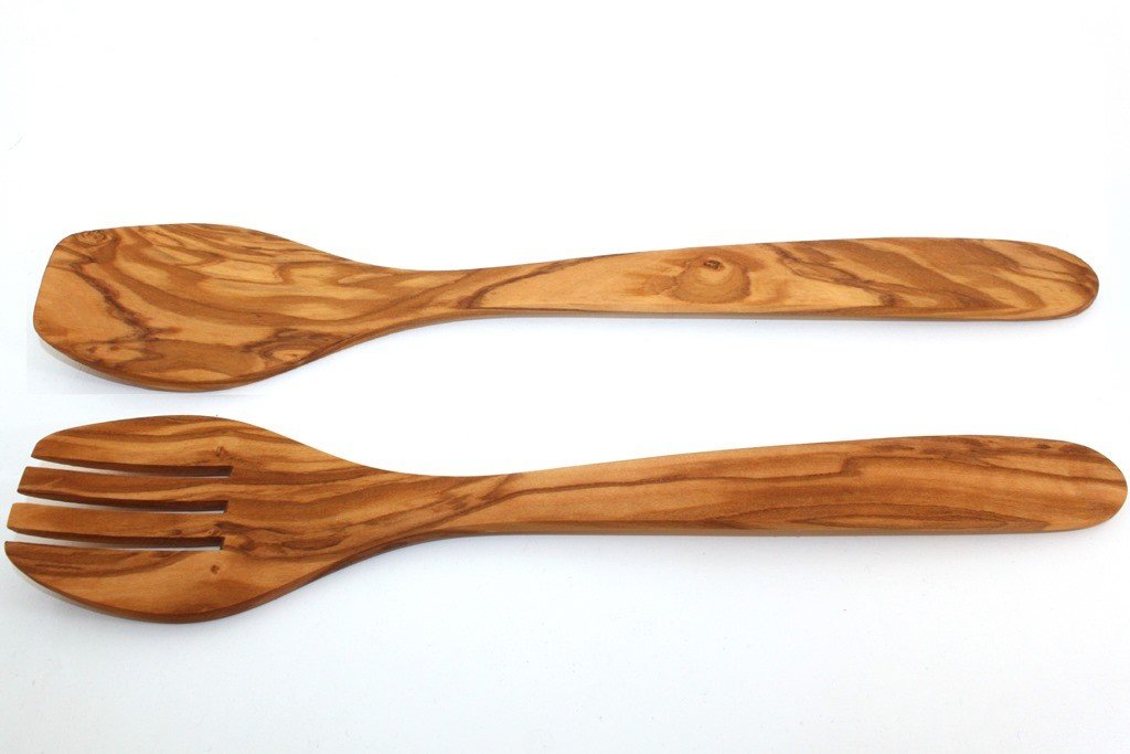 Eddington Italian Olive Wood Salad Server, Handcrafted In Europe, 2-Piece Set, 13-Inches