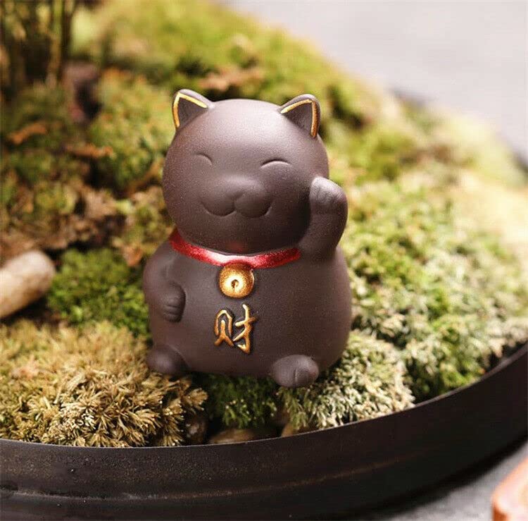 Eatingbiting Chinese Zisha Tea Pet Maneki Neko Lucky Wealth Cat Tea Pet Golden Bell ? Rich Logo Handmade Purple Clay For Kungfu