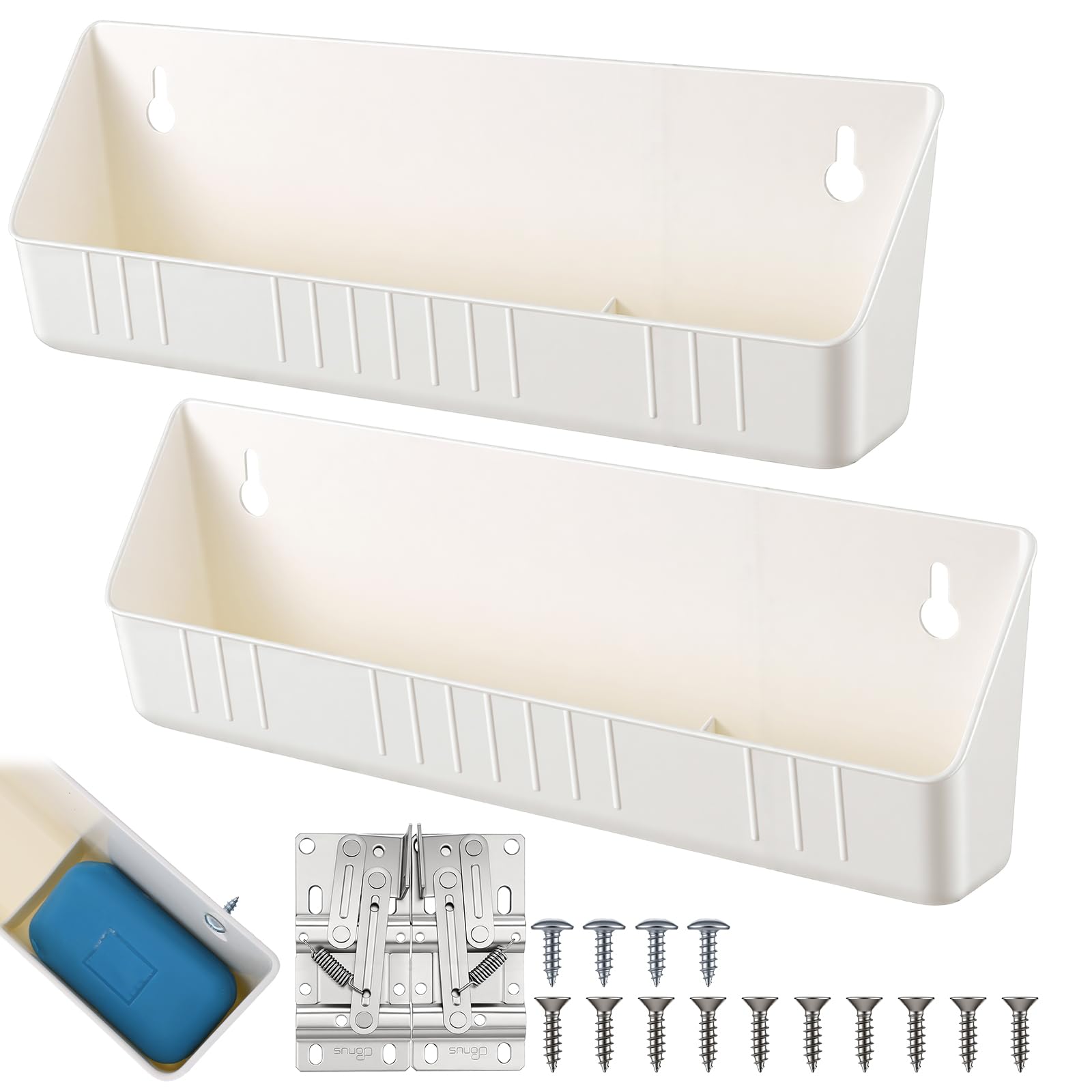 Afcabakila 4 Pcs TipOut Plastic Sink Front Tray and Organizer with Flip Down Cabinet Hinge for Kitchen and Bathroom Base Cabine