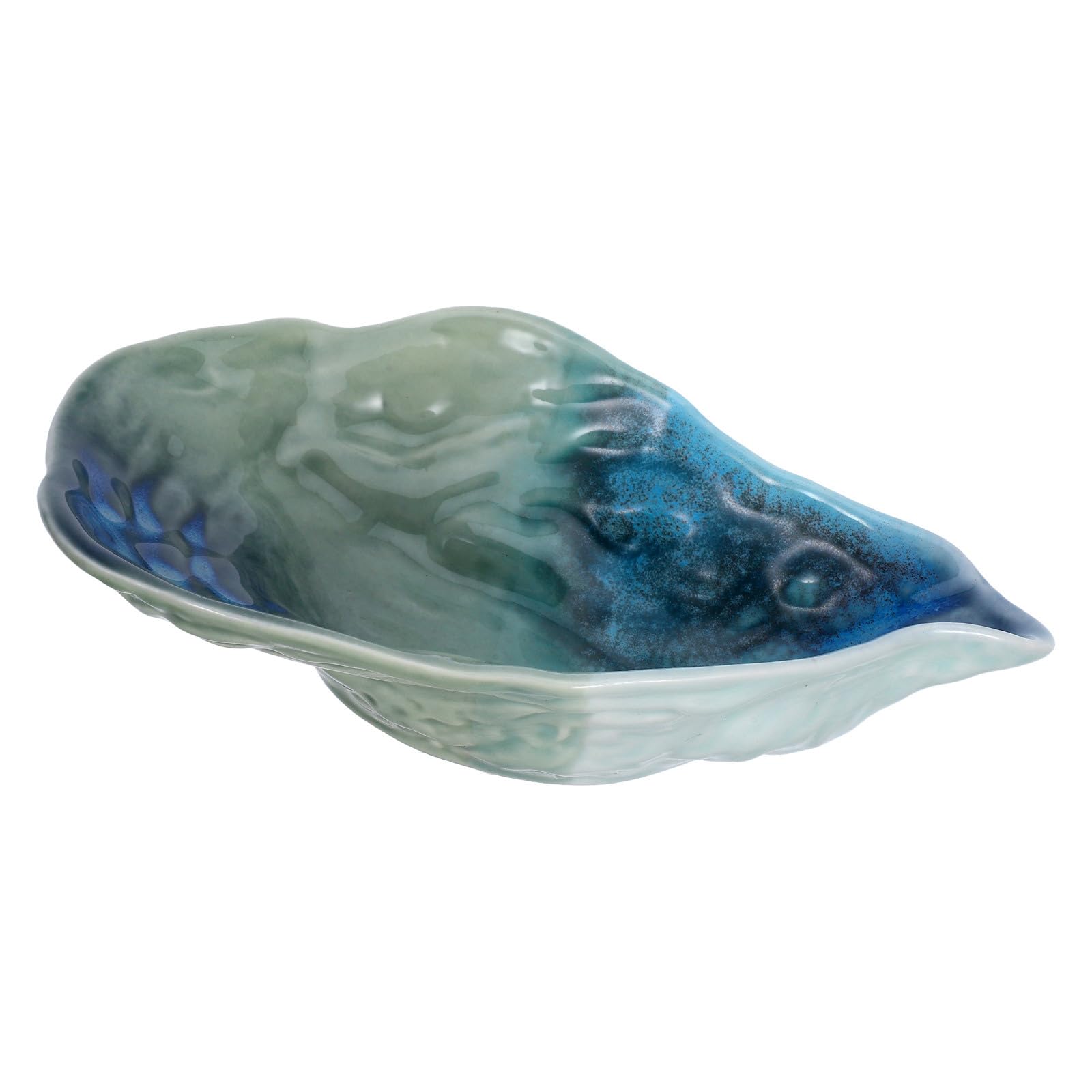 ABOOFAN Oyster Shell-Shaped Ceramic Dish 7.63X4.52X1.81In Small Serving Plate for Fruit Salad Dipping Sauce and Jewelry Display 
