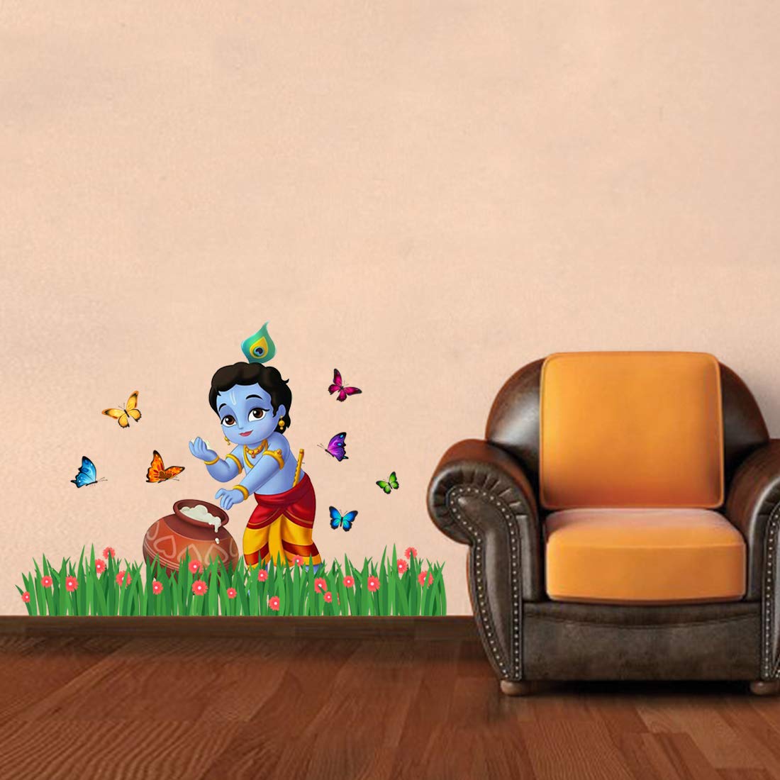 Rangoli Large Modern Art Wall Sticker Multicolour Vinyl Wall Sticker 50 Or 70 Cm Pack Of 1,