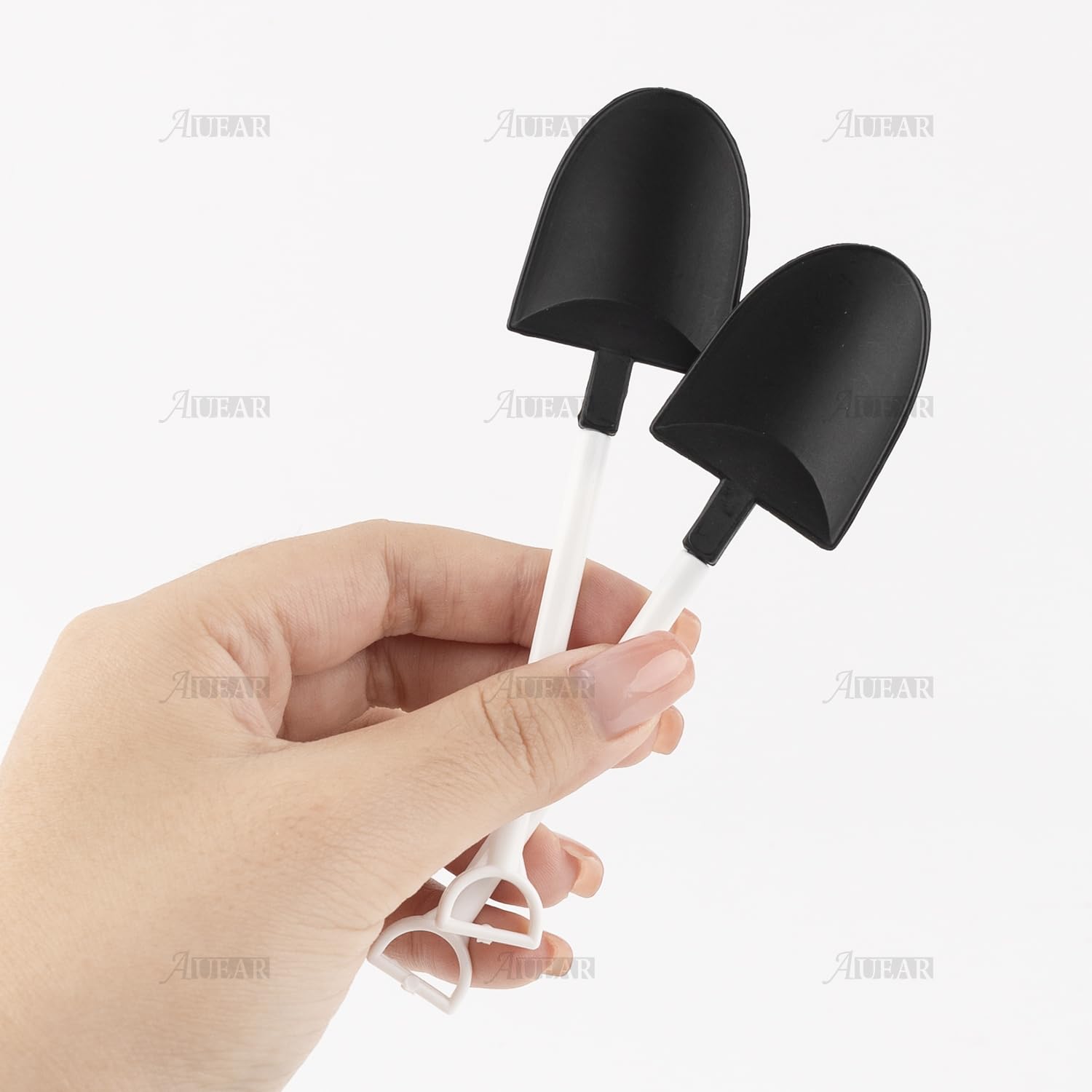 Auear 100 Pack Mini Shovel Shape Spoons Black Plastic Shovel Disposable Cute Dessert Spoons For Ice Cream Pudding Yogurtn