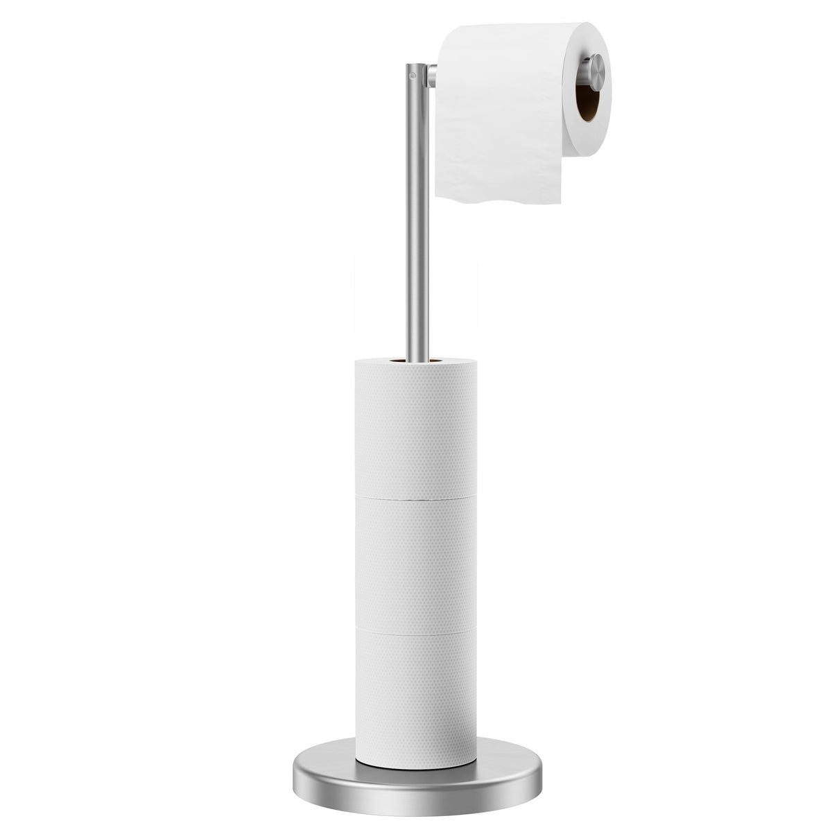 Forious Toilet Paper Holder Stand, Brushed Nickel Toilet Paper Holder Free Standing, [2.9Lb Weighted Base] Stand Up Toilet Paper