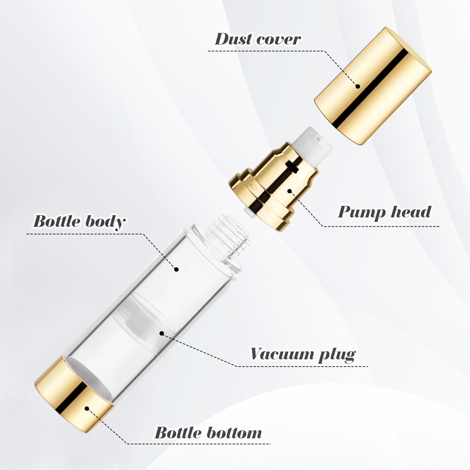 Bosmiow 4Pcs 50Ml/1.7Oz Long Airless Lotion Pumprefillable Vacuum Bottles Travel Size Makeup Foundations Dispensers,Face Cream C