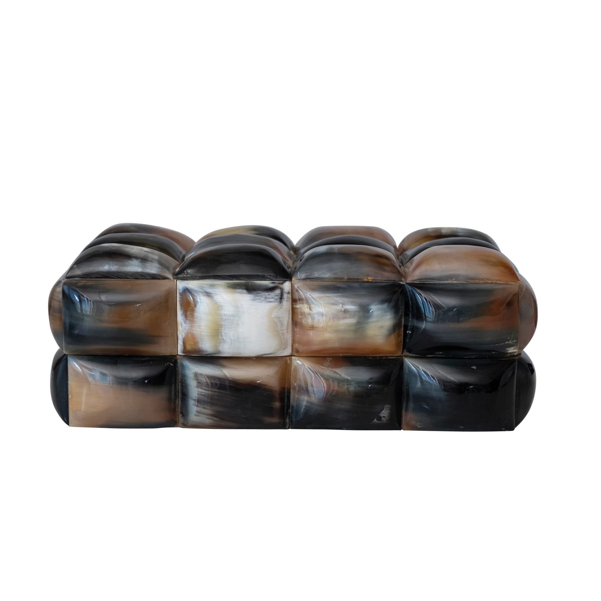 Creative Co-Op Decorative Horn Bubble Storage, Black and Brown Box