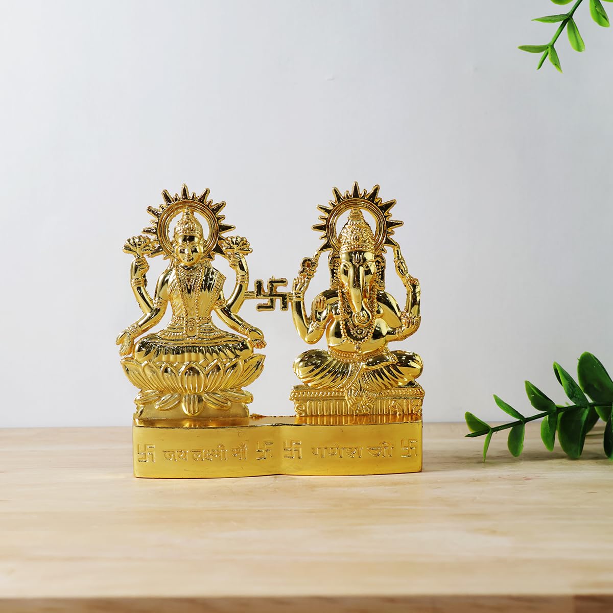 Shubhanjali Gold Plated Laxmi Ganesh Idol Showpiece (4 Inch), Metal Lakshmi Ganesh Statue for Diwali, Home Dcor, Golden
