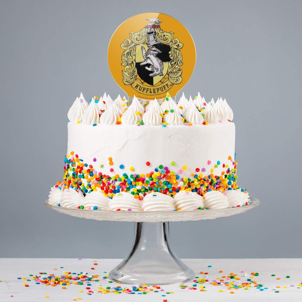 Acrylic Harry Potter Hufflepuff Painted Crest Cake Topper Party Decoration For Wedding Anniversary Birthday Graduation