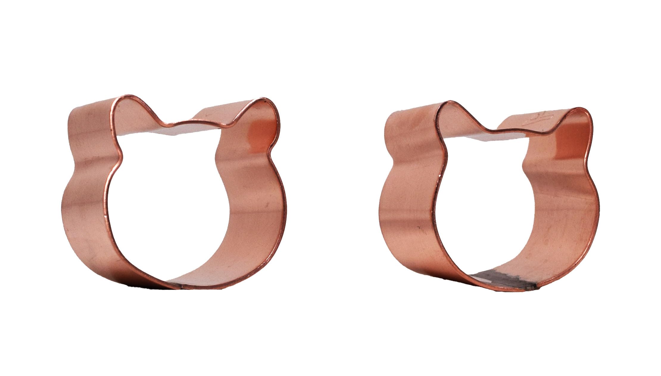 Tiny 1 Inch Cat Face Cookie Cutter Set Of 2 - Handcrafted Copper By The Fussy Pup