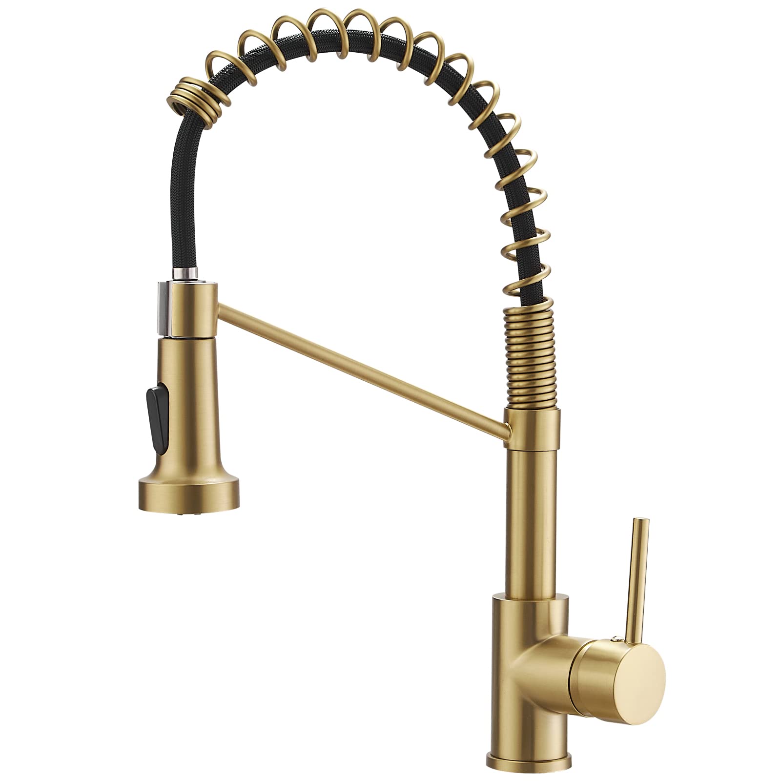 Brushed Gold Kitchen Faucet, Aimadi Kitchen Faucets With Pull Down Sprayer Single Handle One Hole Faucet For Farmhouse Gold Fauc