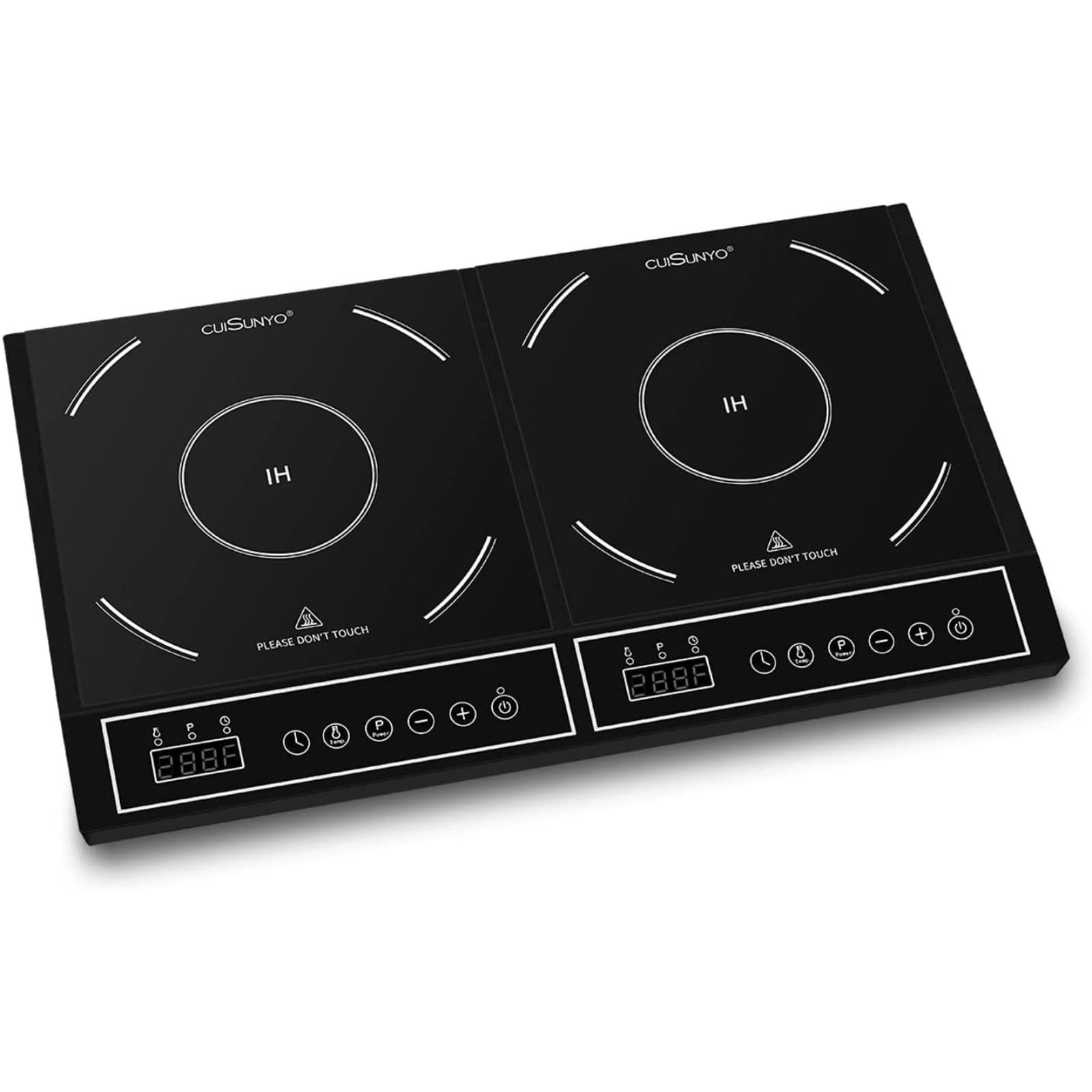 Portable 1800W Double Induction Cooktop Power Sharing Induction Burner Countertop 140465F And 10 Temp Power Settings With Digit