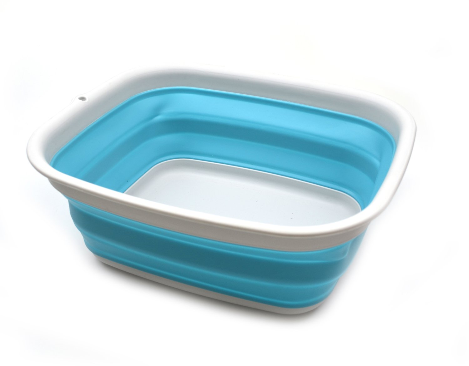 Sammart 9.45L (2.5 Gallon) Collapsible Tub - Foldable Dish Tub - Portable Washing Basin - Space Saving Plastic Washtub (Bright B