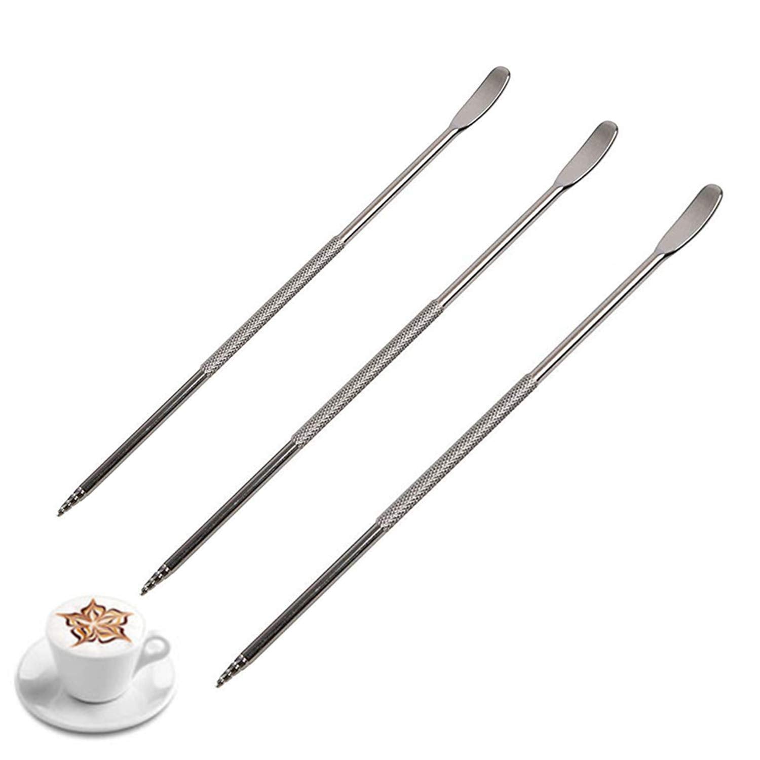 3 Pcs Coffee Latte Art Pen Stainless Steel Tool Espresso Machine Cafe Home Kitchen For Latte Art Use By Ppx
