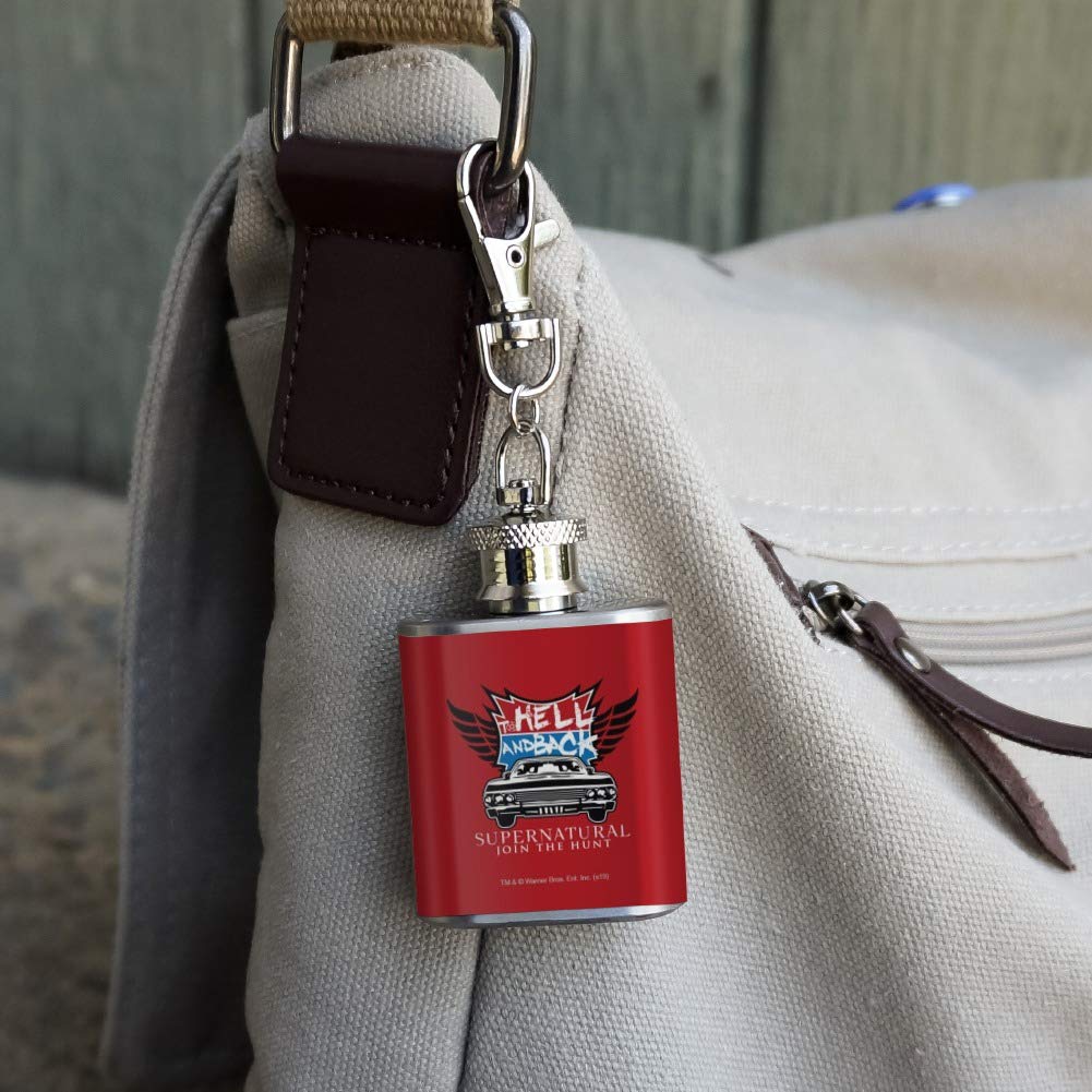 Supernatural To Hell And Back Stainless Steel 1Oz Mini Flask Key Chain