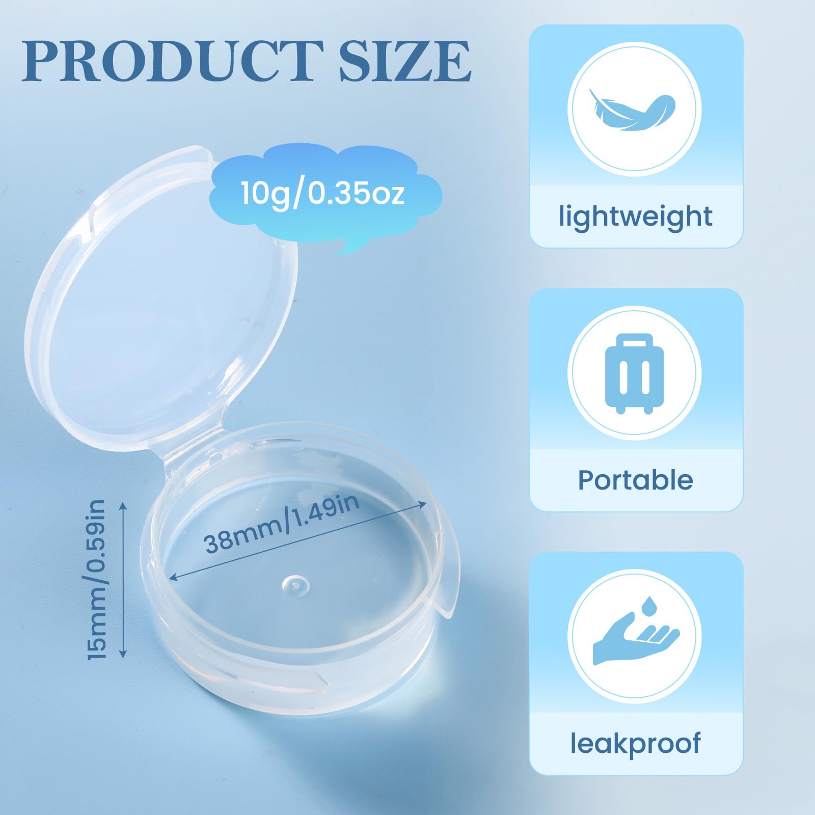 30 Pcs Plastic Cosmetic Jar 0.34oz/10g Empty Clear Case with Snap Lids Portable Mini Storage Box Makeup Jar Sample Bottle Sealin