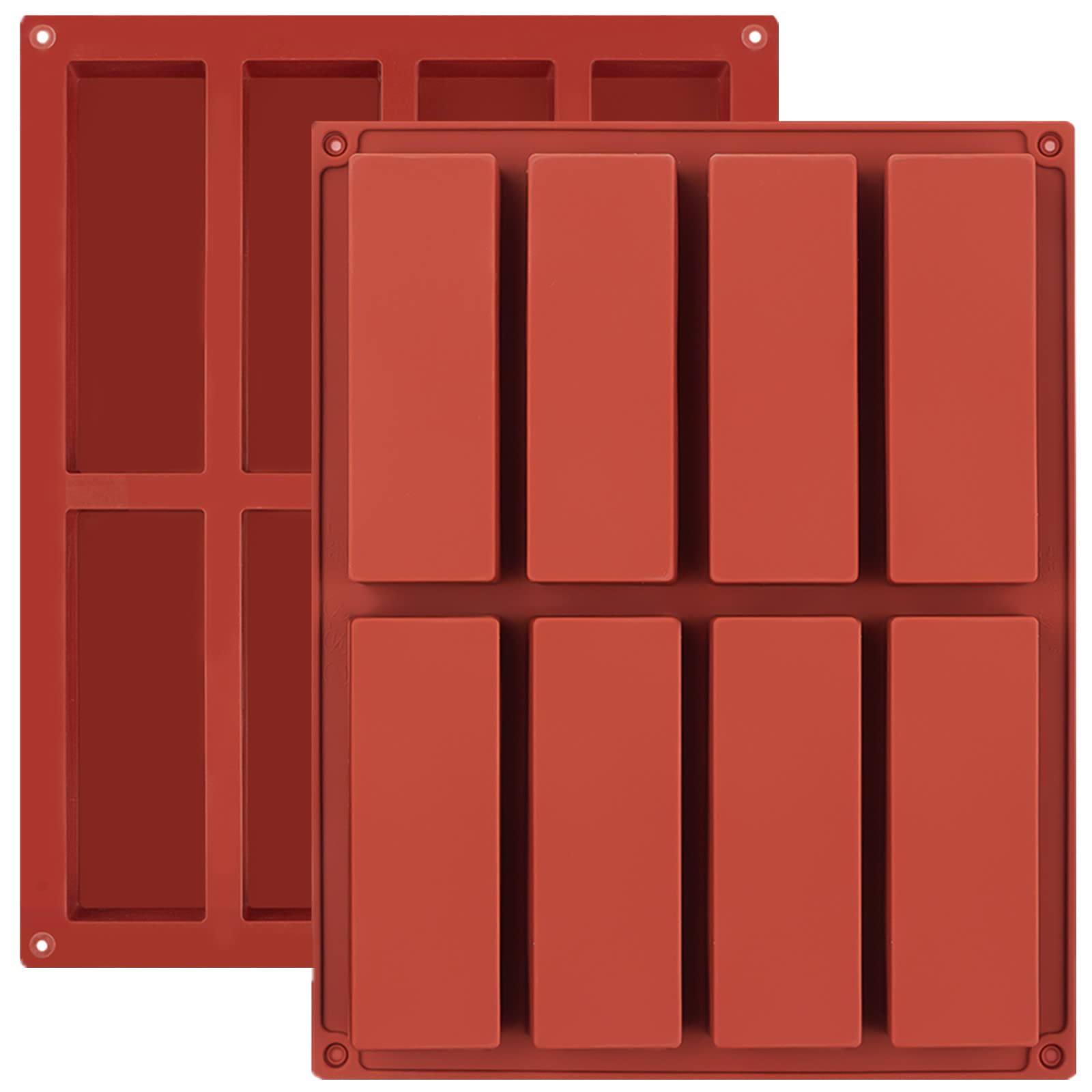 Joersh 2Pcs Chocolate Bar Mold/Granola Bar Pan, Rectangle Silicone Candy Molds For Baking Energy Bars/Protein Bars/Ganache/Brown