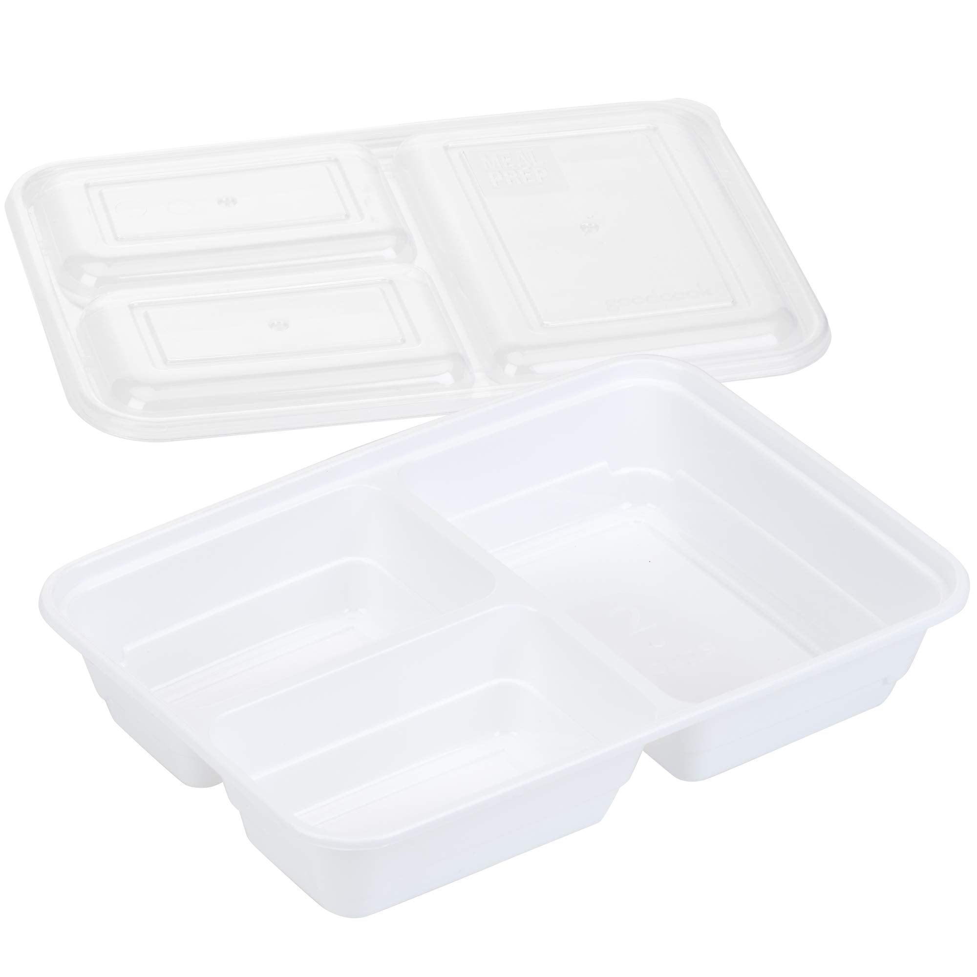 Good Cook Meal Prep, 3 Compartments Bpa Free, Microwavable/Dishwasher/Freezer Safe, White