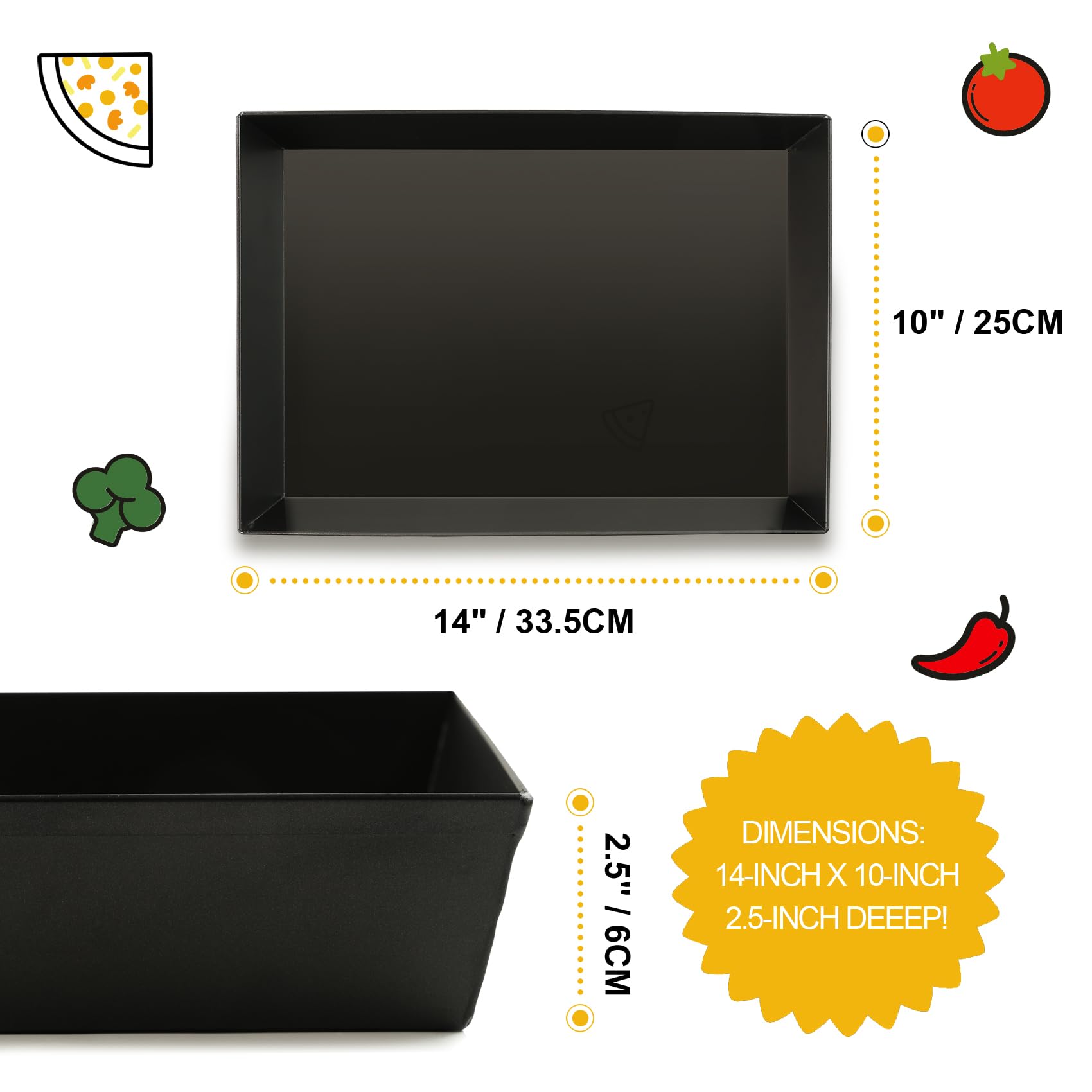 Jisculo Detroit Style Pizza Pan 14X10X2.5 (Non Stick Without Bpa) Replace Lloyds Pizza Pan Pre-Seasoned Sicilian Style Pizza Pan