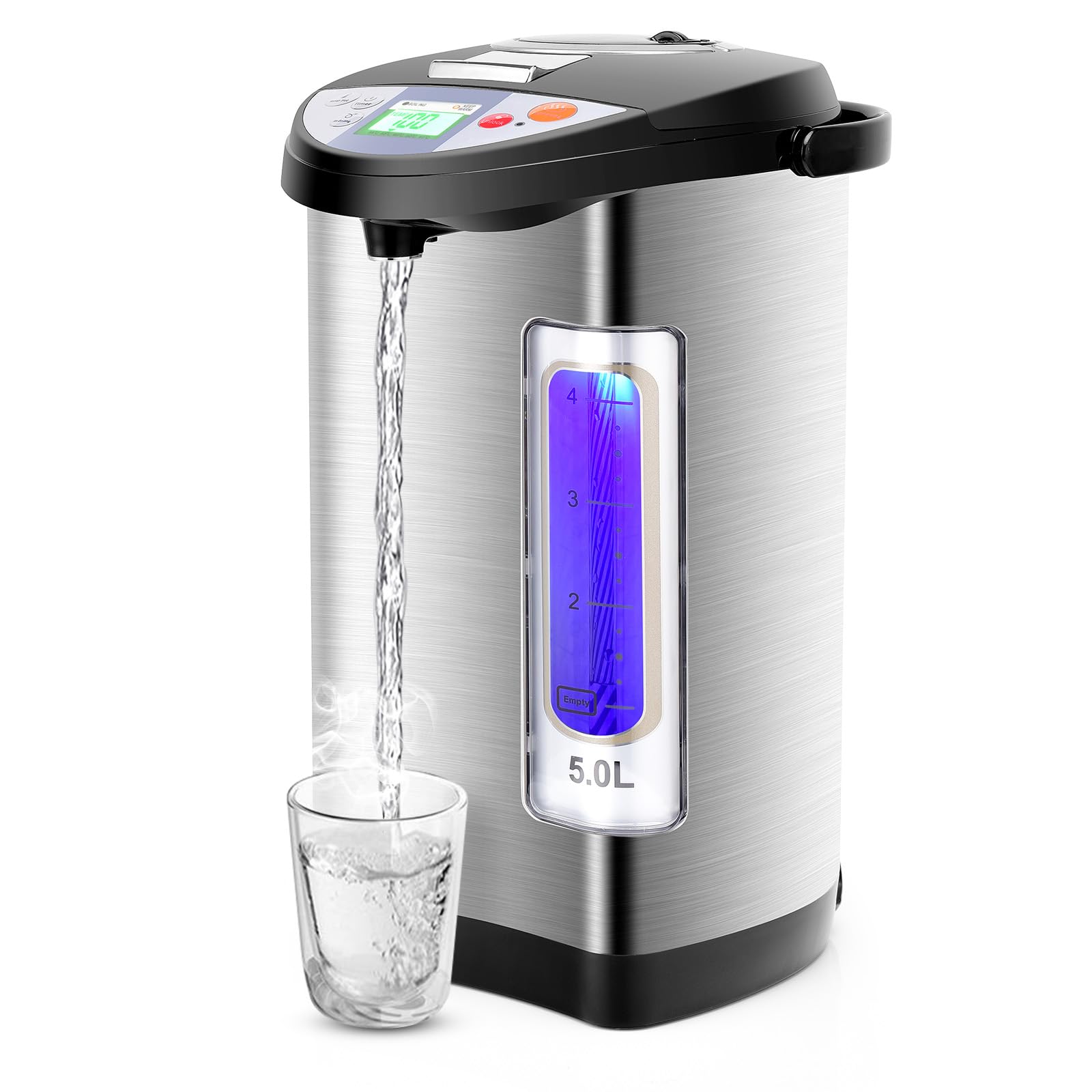 DORTALA Water Boiler and Warmer, 5.28 Qt/5L Stainless Steel Hot Water Dispenser with Safety Lock, Auto-Shut Off & Dry Burn Prote