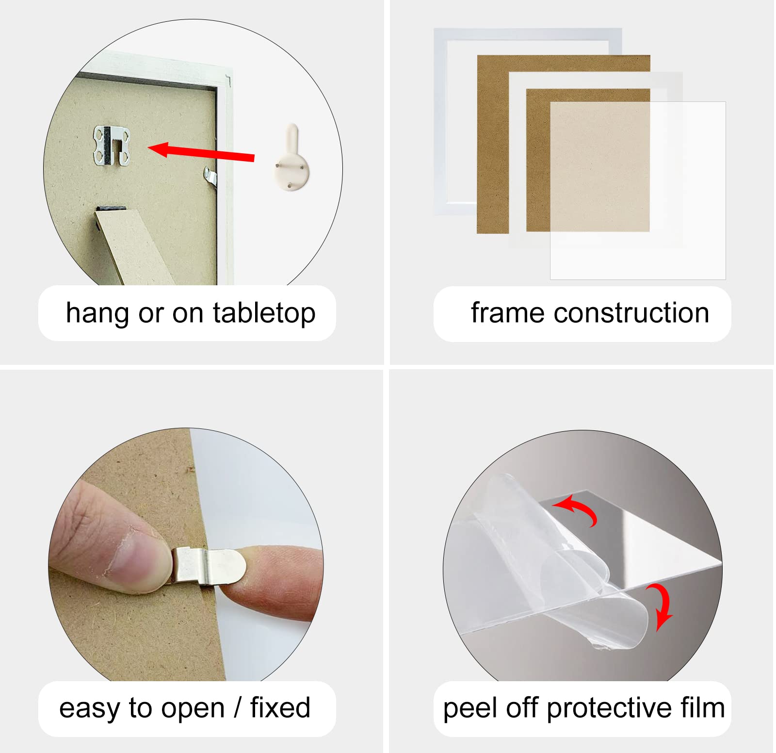 LEKAIYA 10x10 White Picture Frames Set of 2, Square Solid Wood Frame to Display 8x8 Picture with Mat or 10x10 Without Mat for Ta