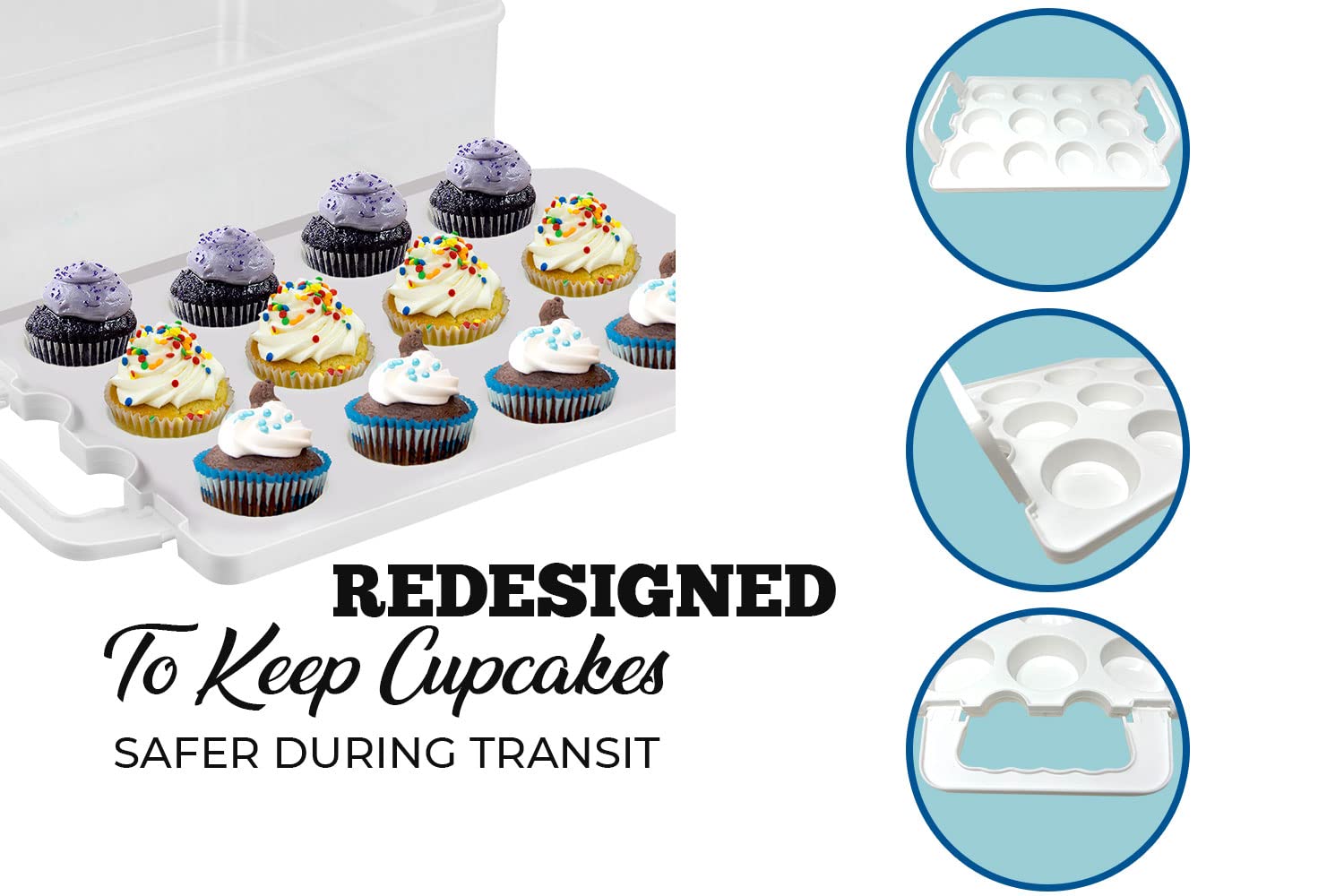 Duracasa Cupcake Carrier, Cupcake Holder | Premium Upgraded Model Holds Cupcakes Steadier | Store Up To 36 Cupcakes Or Muffins |