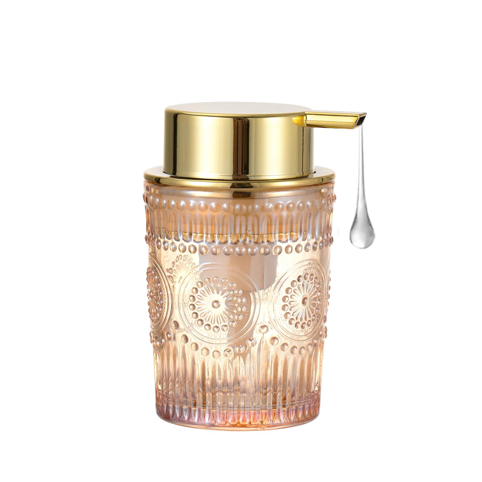 Leicurace Glass Liquid Soap Dispenser, Refillable Liquid Dispenser With Gold Pump, Hand Soap Dispenser For Bathroom Kitchen, Mod