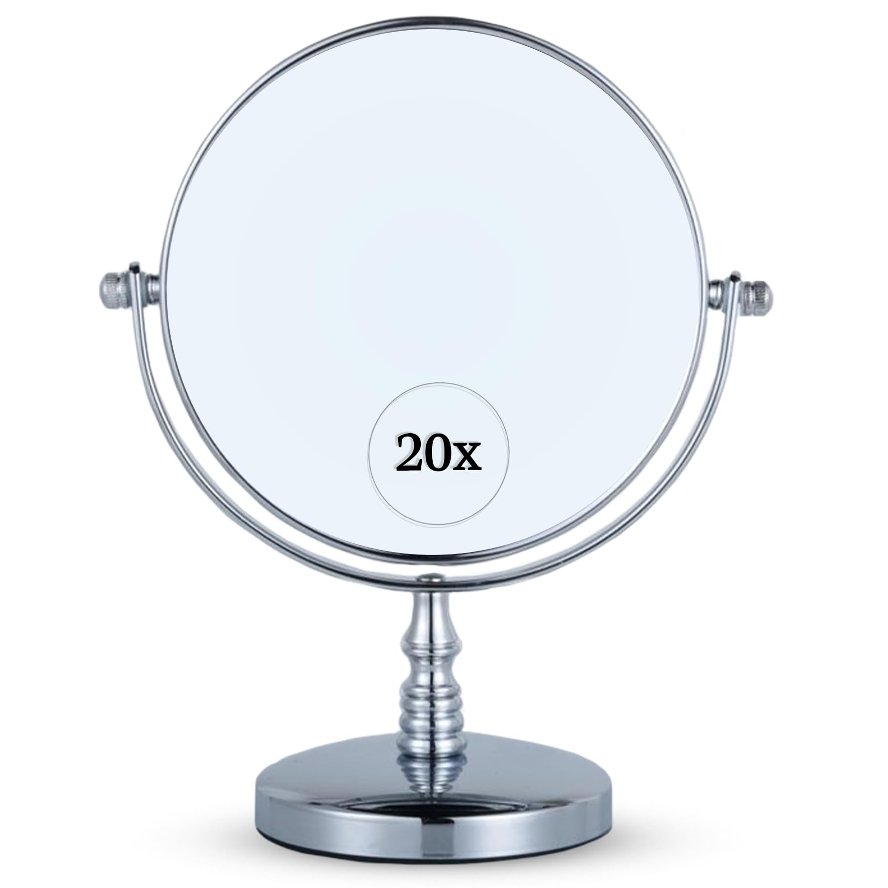 MIRRORVANA 20X Magnifying Makeup Mirror with Stand - Double-Sided 20X/1X Vanity Design for Desk, Countertop, or Bathroom Use - I