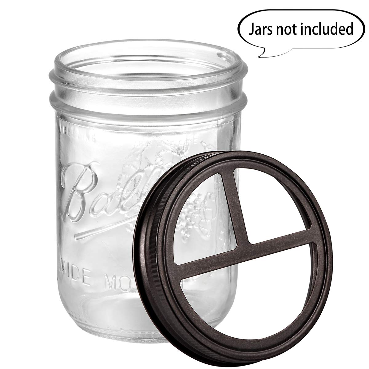 [Wide Mouth ONLY] Mason Jar Toothbrush Holder Lid - Rustproof 304 Stainless Steel - for Ball Mason Jar or Any Pint. Jar - Farmhouse Decor Bathroom Accessories Set/Bronze 2-Pack (Jars not Included)