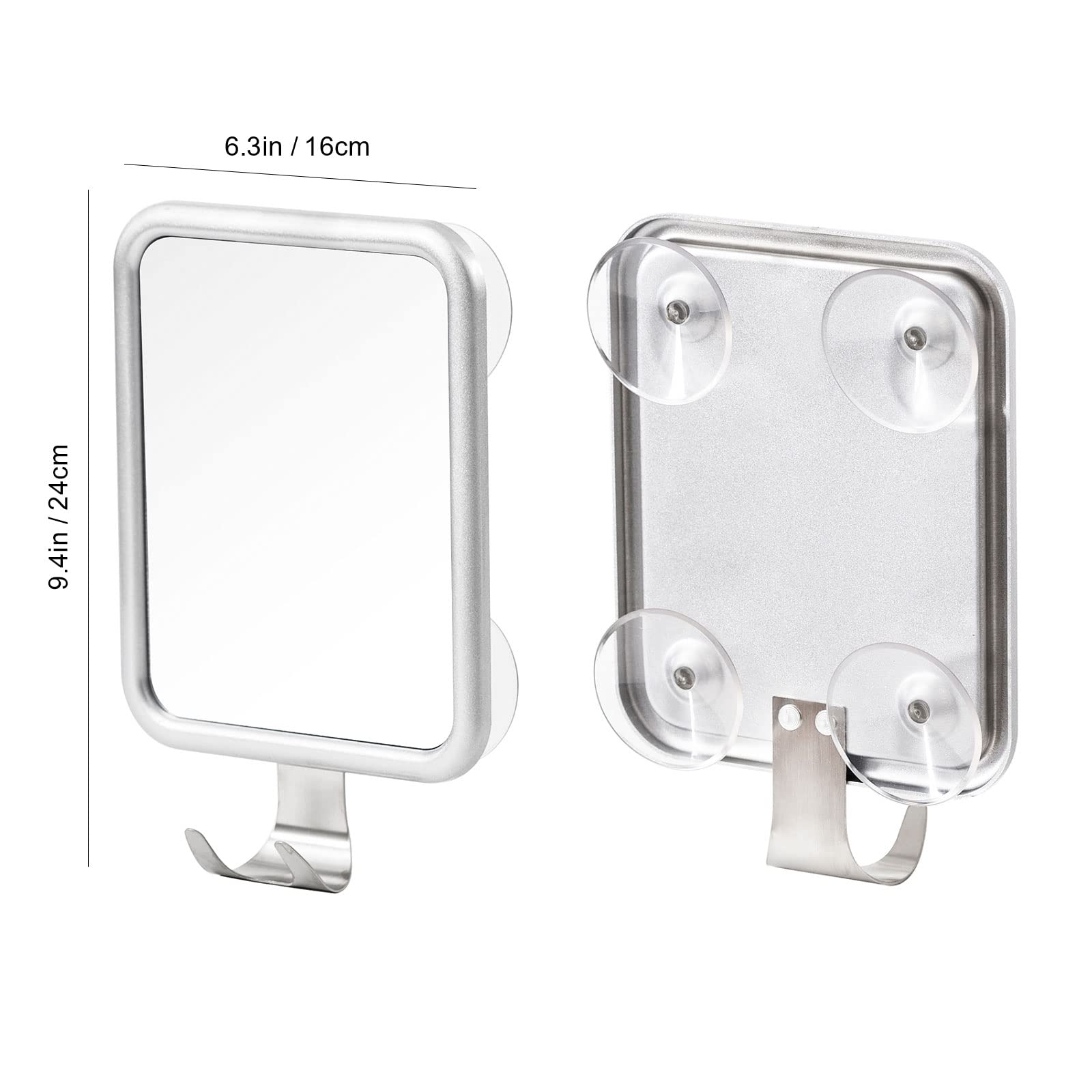 Ettori Shower Mirror Fogless For Shaving- With 4 Suctions, Anti Fog Mirror For Shower, Bathroom, Vanity, Bathtub, Razor Holder F