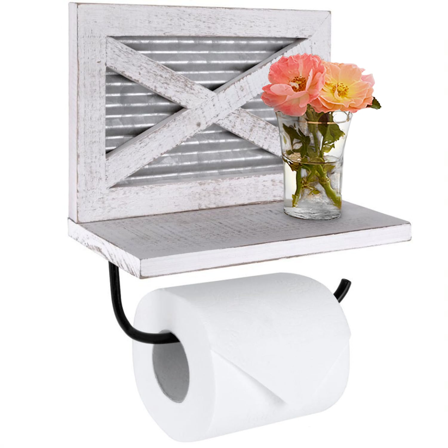 Autumn Alley Farmhouse Toilet Paper Holder With Shelf - Rustic Farmhouse Bathroom Decor - Unique Farmhouse Bathroom Accessories