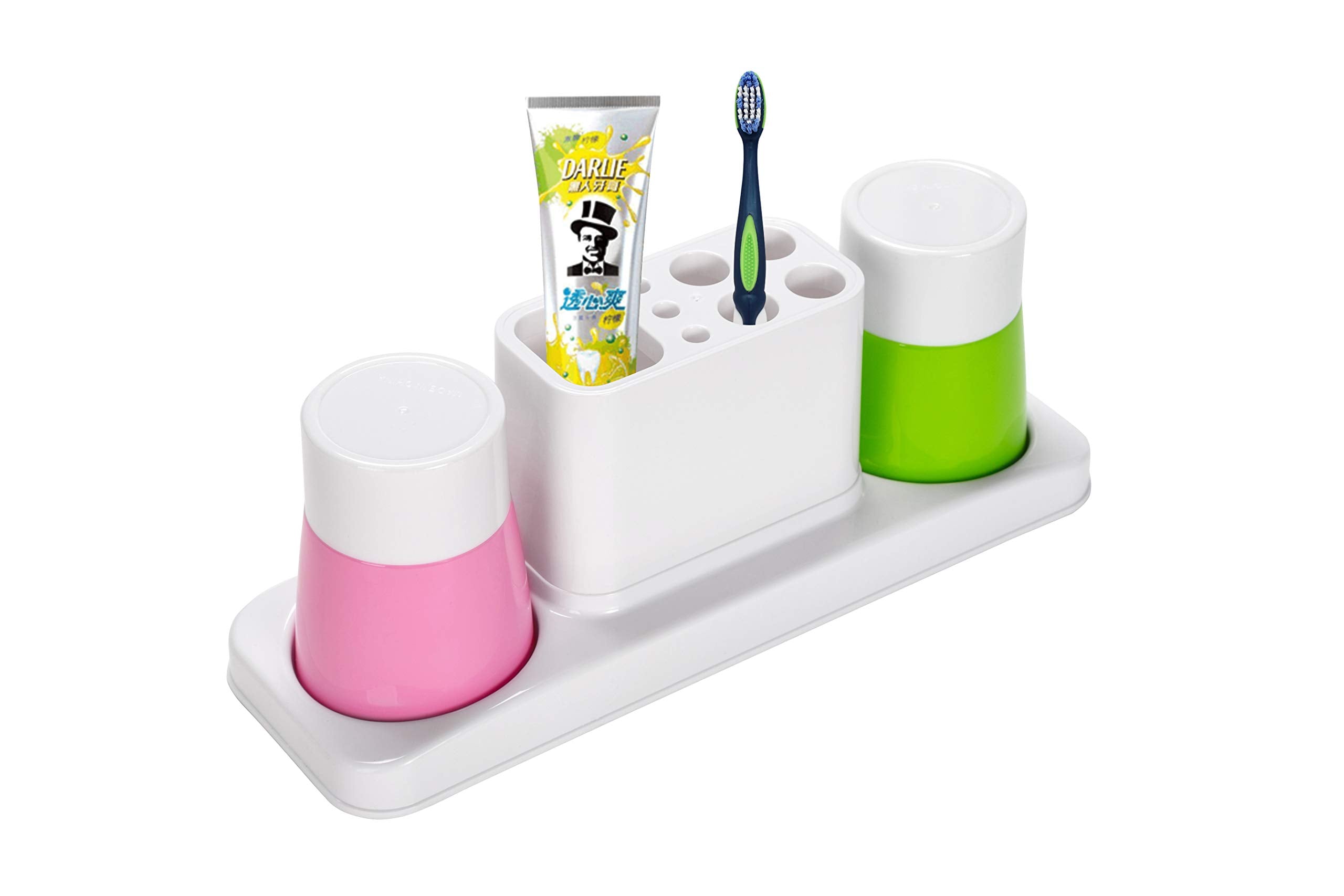 Aebeky Bathroom Toothbrush Holder Stand Organizer With Rinsing Cups(2 Cups)