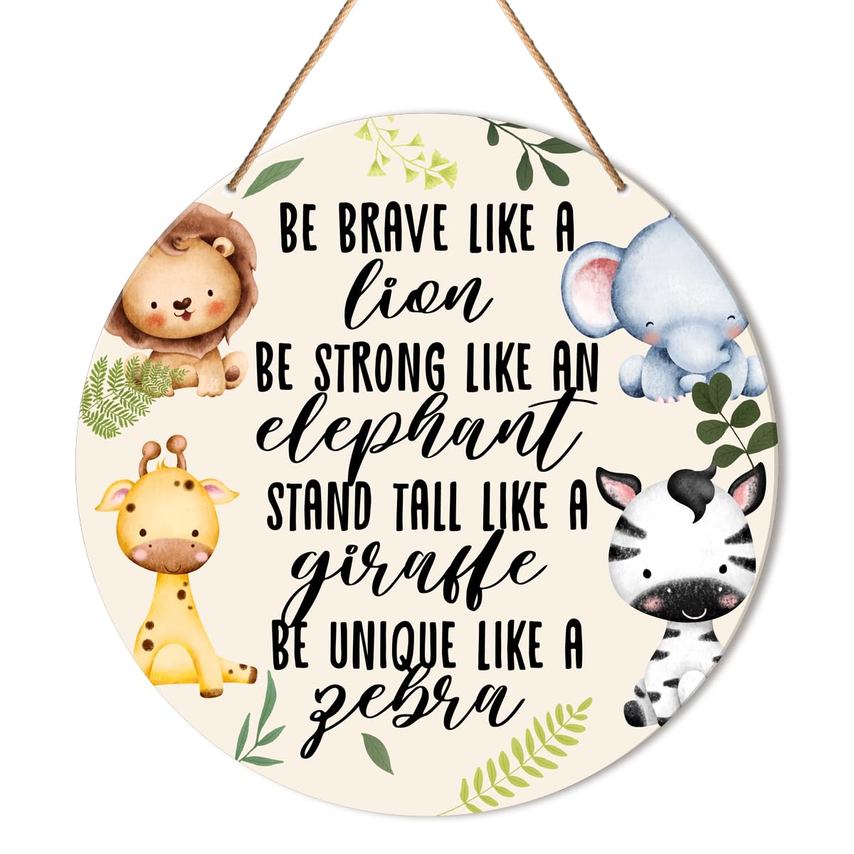 Muktoujaumai Baby Girl Boy Nursery Wall Decor, Safari Nursery Hanging Sign Decor Woodland Wall Decoration Jungle Wood Sign for K