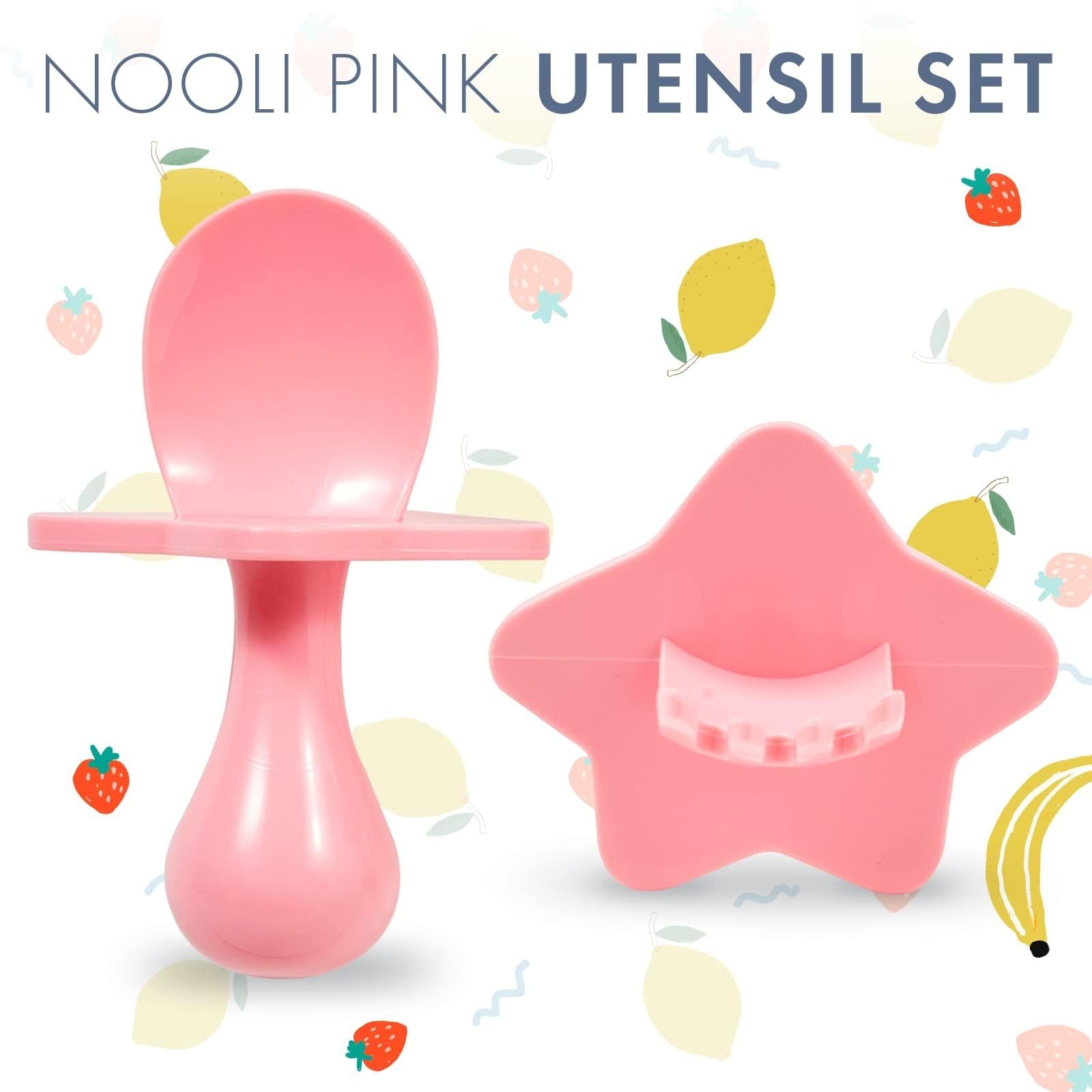 Nooli Baby Silverware Baby Fork Toddler Forks Toddler Utensils, BPA Phthalates-Free, Dishwasher and Sterilizer Safe, Pink