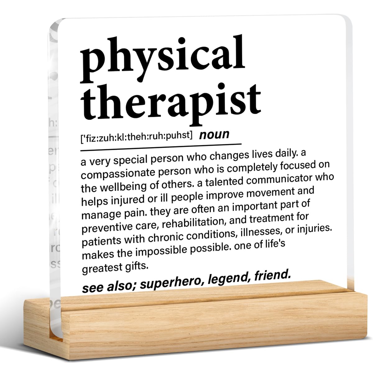 Physical Therapy Gifts, Physical Therapist Gift for Women Men, Funny Appreciation Gifts for Therapists Clear Acrylic Desk Decor 