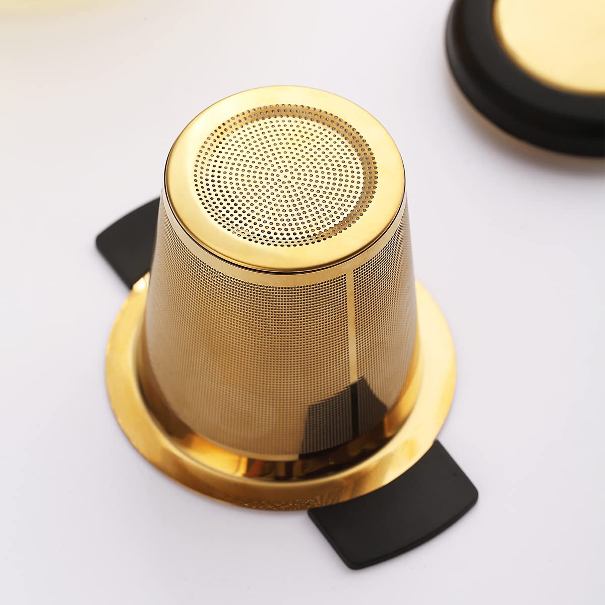 Kyraton Gold Tea Infuser For Loose Tea, Stainless Steel Titanium Golden Plating Loose Leaf Tea Steeper Strainer, Coffee Infuser