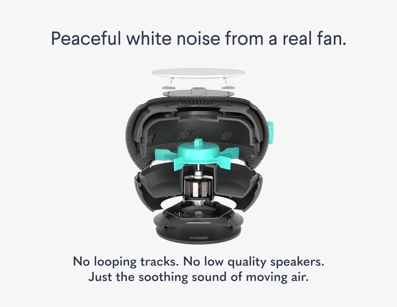 SNOOZ Smart White Noise Machine - Real Fan, Non-Looping Sleep Aid, Portable, 1 Count, Cloud Color, Lightweight Materials