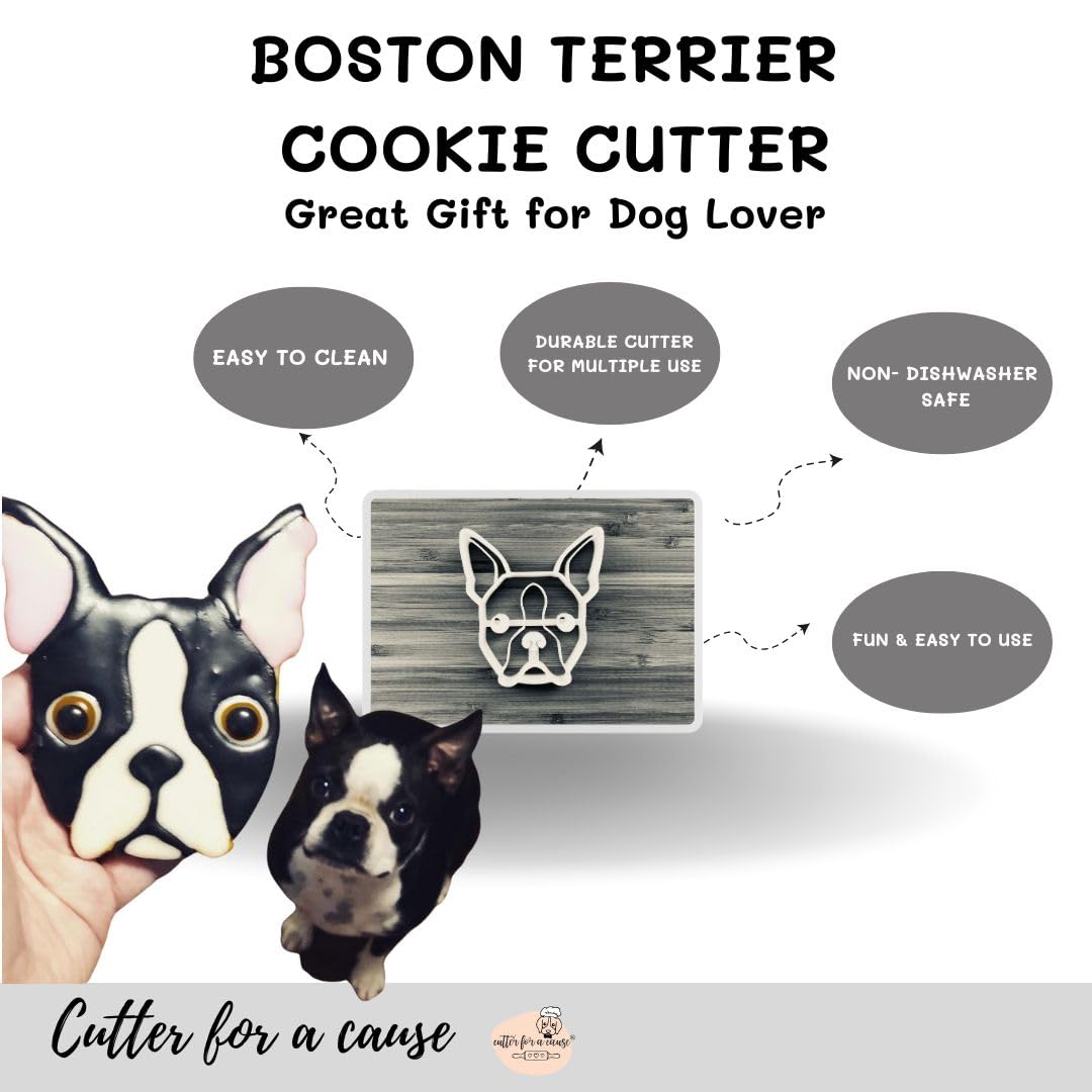 Boston Terrier Cookie Cutter And Dog Treat Cutter - Face - 3 Inch