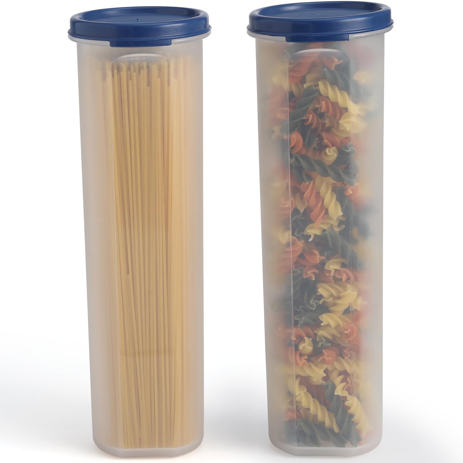 Tall Clear Spaghetti Pasta Container Storage With Lid-2 Pk.Multi-Purpose Kitchen Pantry Organization And Food Storage For Noodle