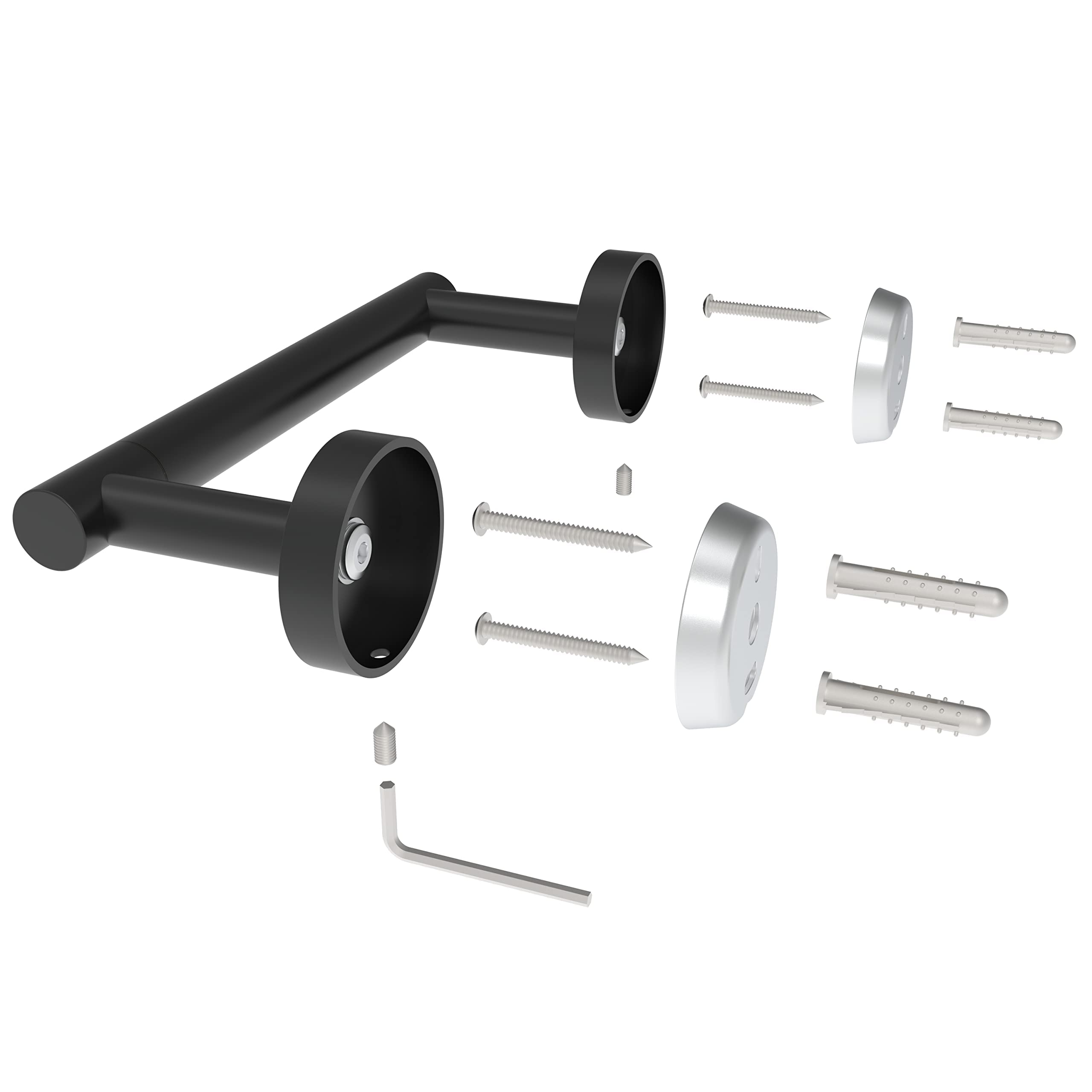 RARXTR Matte Black Toilet Paper Holder SUS304 Stainless Steel Double Post Pivoting Toilet Paper Roll Holder Wall Mounted Toilet Tissue Holder for Bathroom RV
