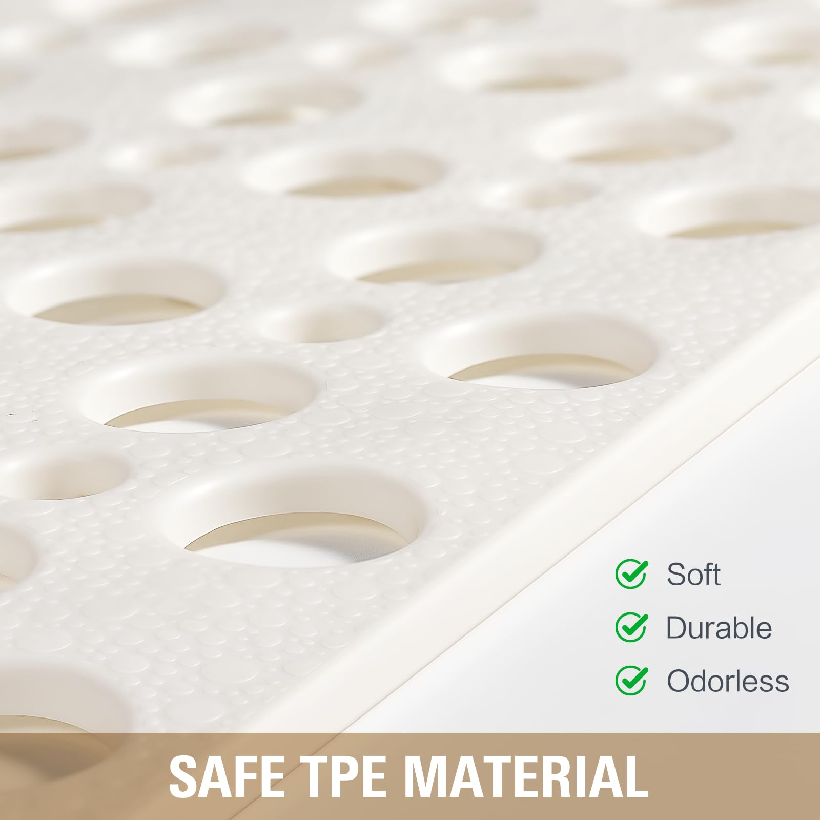 Othway Large Shower Mat, 47''X 32'' Tpe Anti Slip Shower Mat, Heavy Bath Mats For Shower With Drain Holes Suction Cups, Shower S