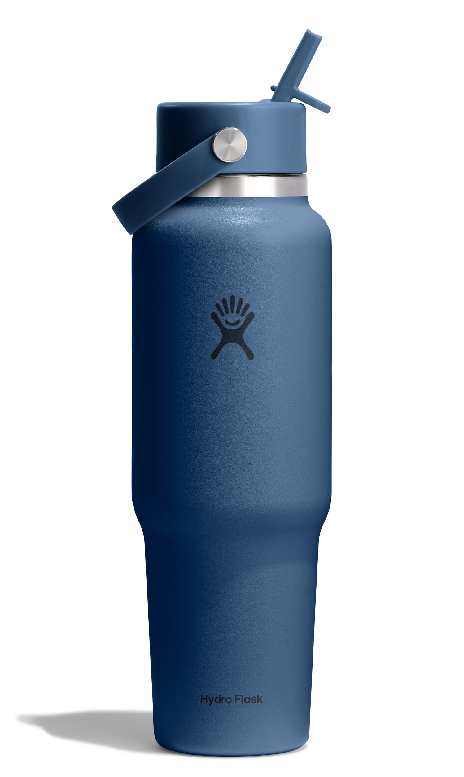Hydro Flask Travel Water Bottle - Insulated Stainless Steel - Wide Straw Lid, Non Spill, Leakproof in 40 Oz Harbor Blue