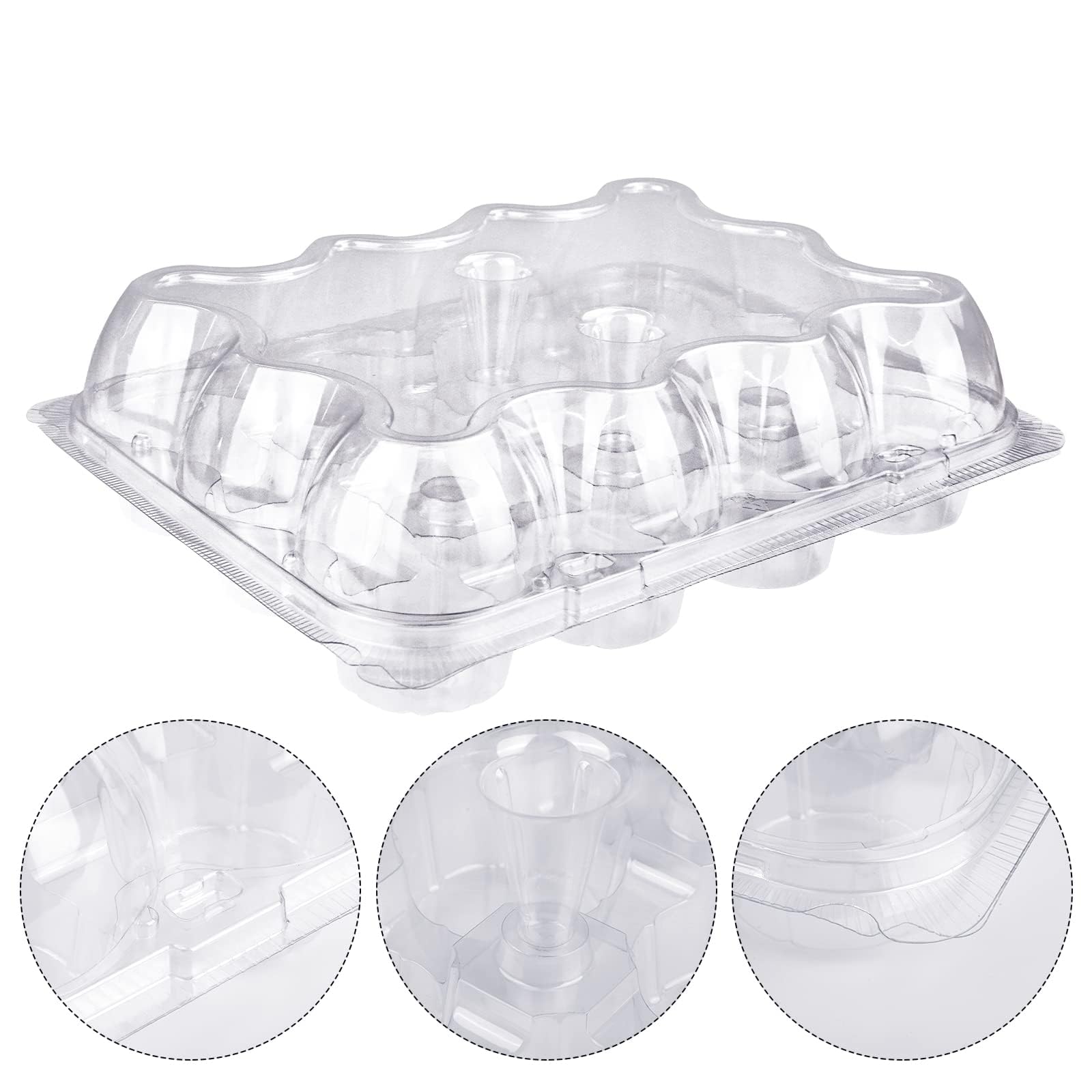 Twowyhi 12 Counts X 15 Sets Cupcake Containers 12 Count Cupcake Boxes Plastic Cupcakes Carrier Holders For Clear Plastic Disposa