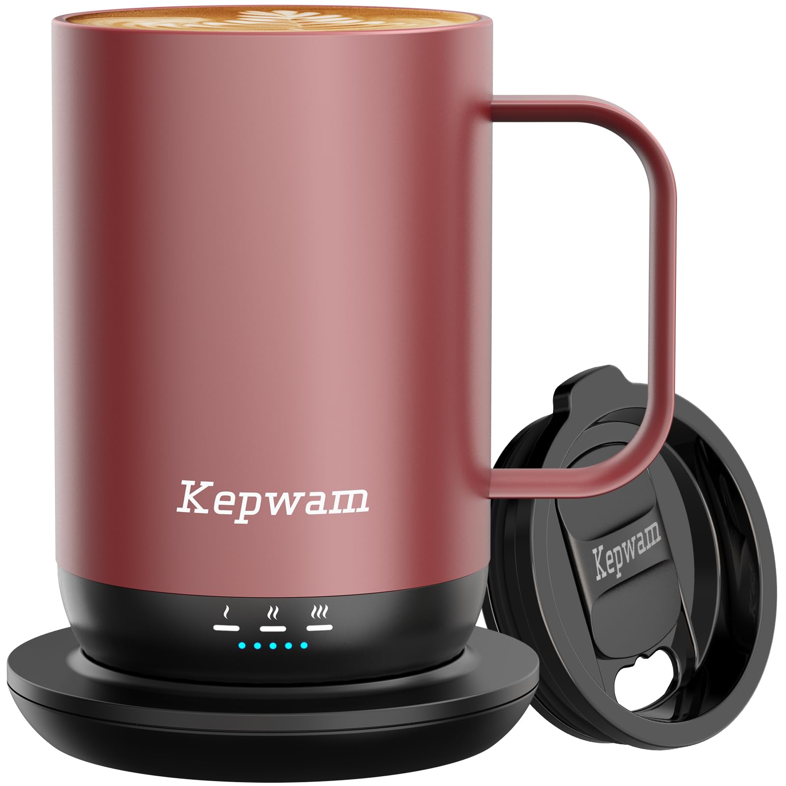 Kepwam Self-Heating Coffee Mug T1, 16oz Rechargeable Heated Coffee Mug, Smart Coffee Warmer Mug with App-Controlled,Advanced Tem