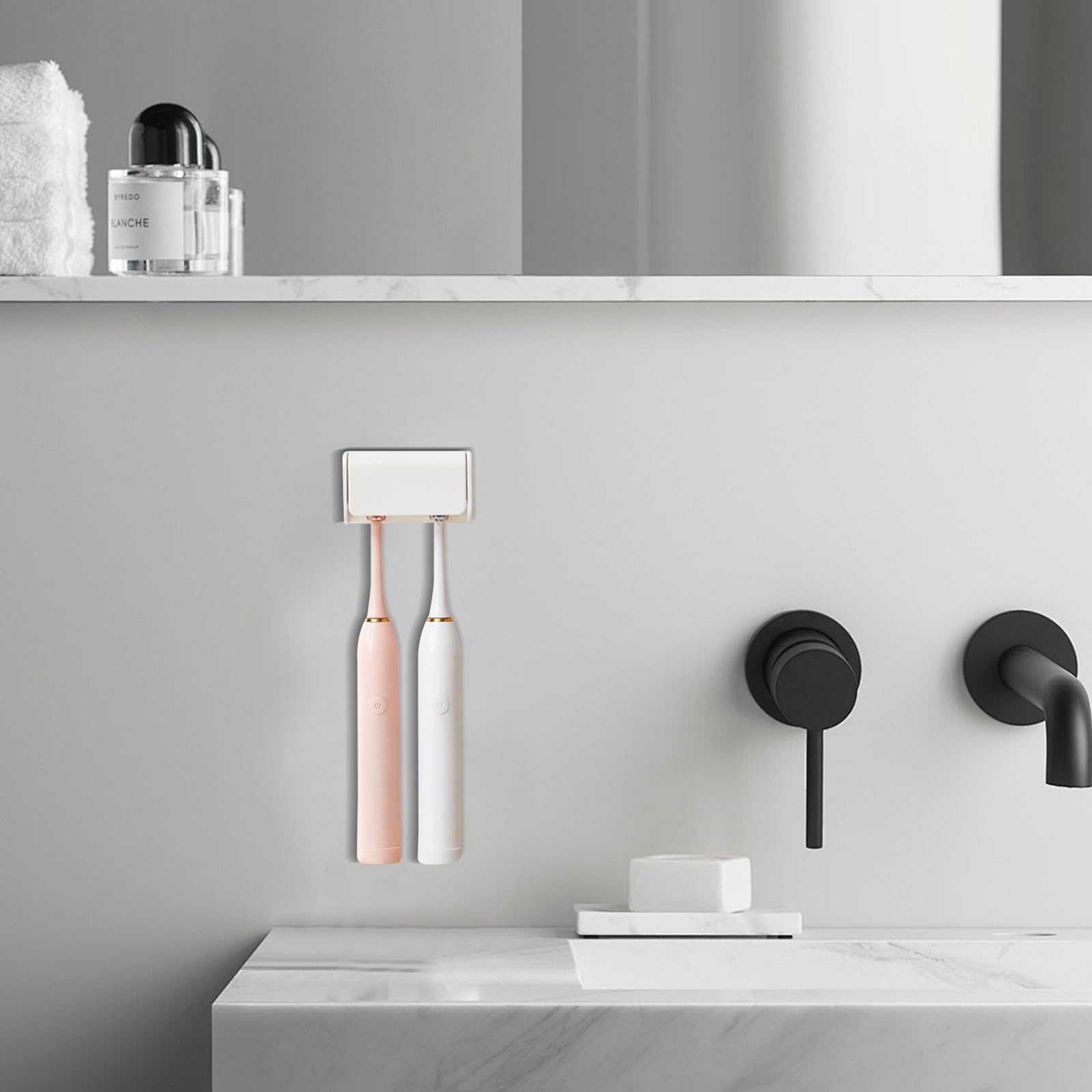 Self Adhesive Toothbrush Holder - Wall Mounted Toothbrush Holder With Cover, Suitable For Dormitory Bathrooms And Shower Rooms,