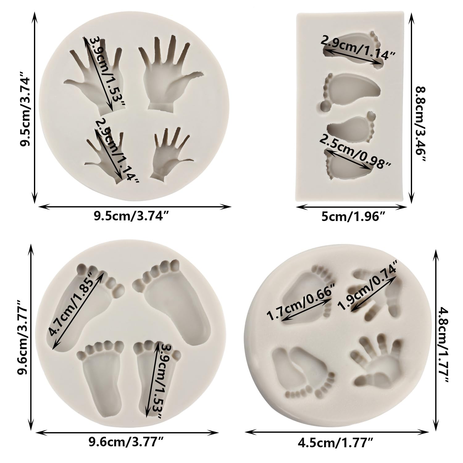 Sijiangmold Baby Silicone Fondant Molds Baby Foot Fondant Mold Baby Hand Silicone Molds For Baby Shower Cupcake Topper Cake Deco