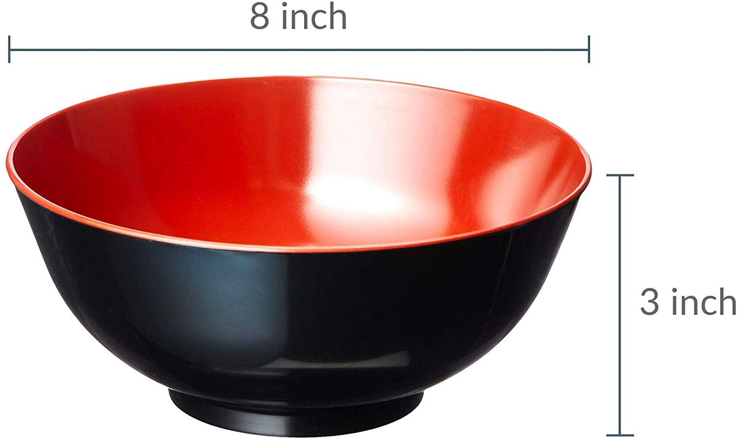 JapanBargain 2396  Large Soup Bowl Japanese Style Plastic Ramen Bowls for Udon Pho Noodles Soup Cereal Pasta  52 ounce  Black and Red Color