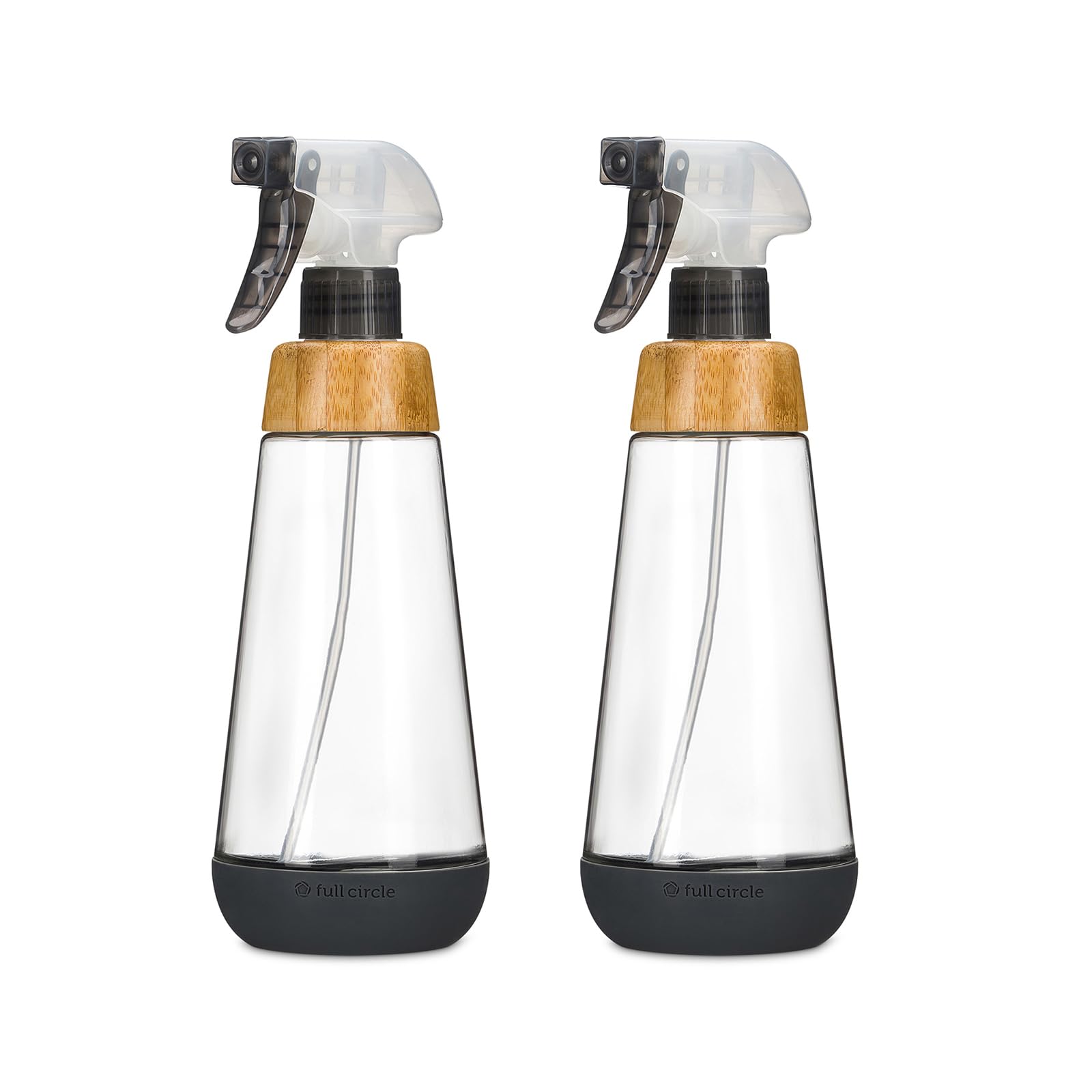 Full Circle Bottle Service-Refillable Glass Spray Bottle-Versatile Stream & Mist Options,Bamboo With Protective Silicone Boot-Id