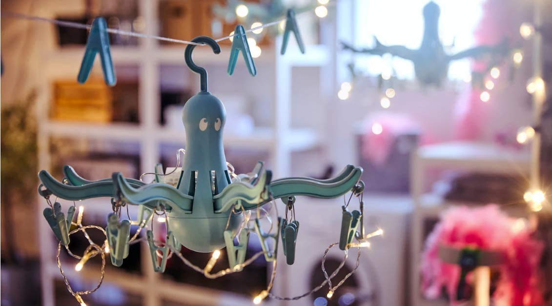 Ikea Asia Pressa Hanging Dryer 16 Clothes Pegs Turquoise